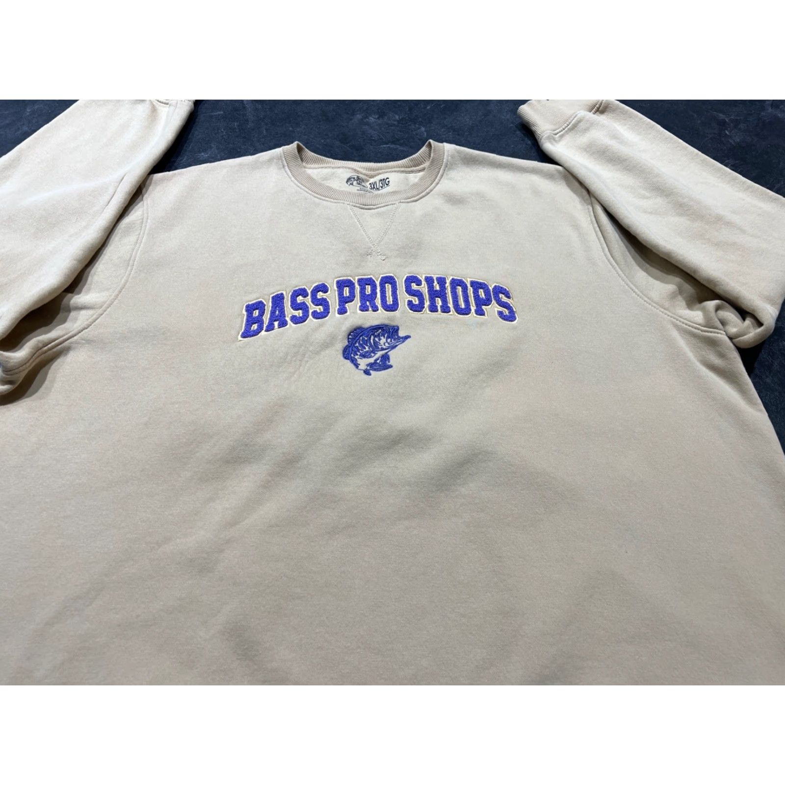 Bass Pro Shops Bass Pro Shops Sweatshirt Mens 3XL Beige Embroidered Spellout Fleece Casual Size US XXL / EU 58 / 5 - 2 Thumbnail