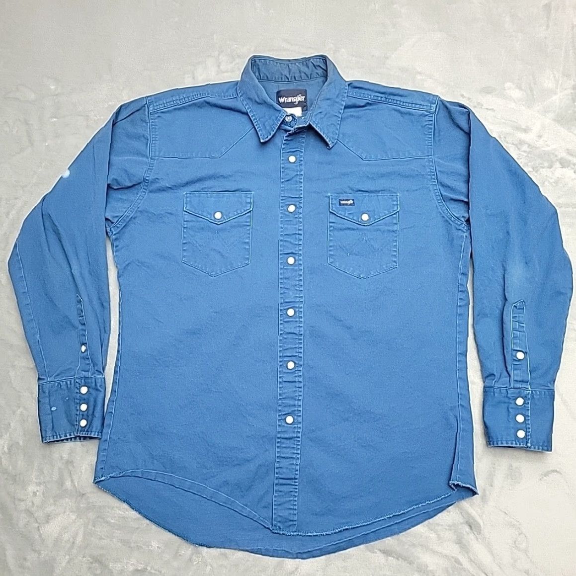 Wrangler VTG Wrangler Shirt Mens Large Blue Brush Popper Pearl Snap Long Sleeve Western Size US L / EU 52-54 / 3 - 2 Thumbnail