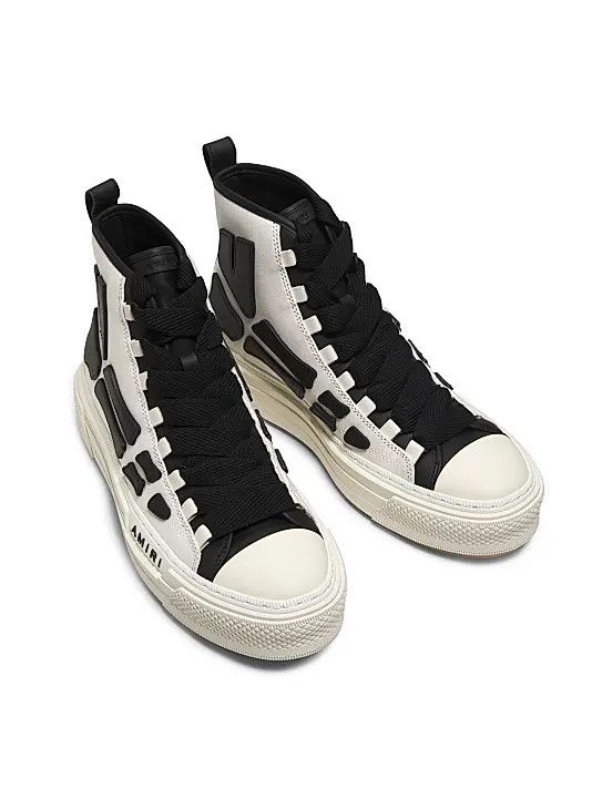Amiri os11x0326 Skel Court High-Top Sneakers in Black/White Size US 10 / EU 43 - 4 Thumbnail