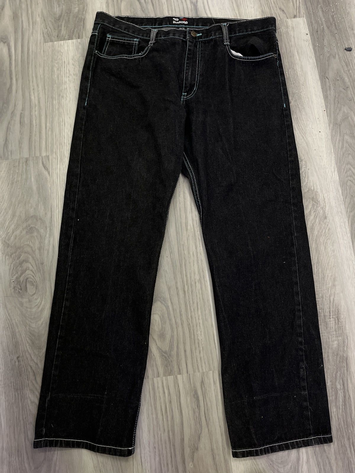 Other Black Y2K Baggy Denim Diamond Red Size US 34 / EU 50 - 2 Thumbnail