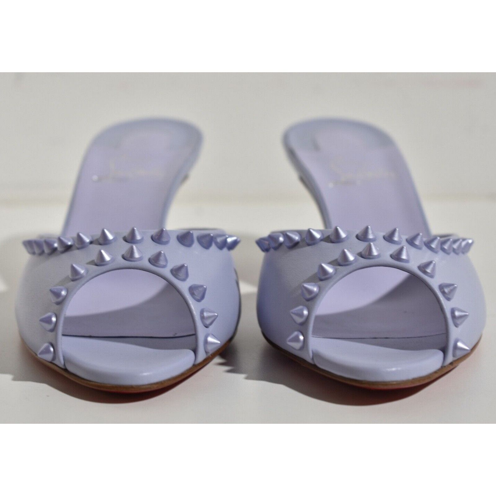 Christian Louboutin Me Dolly Spike 55 Skylight Purple Sandal Mule Heel Pump 38 Size US 8 / IT 38 - 4 Thumbnail