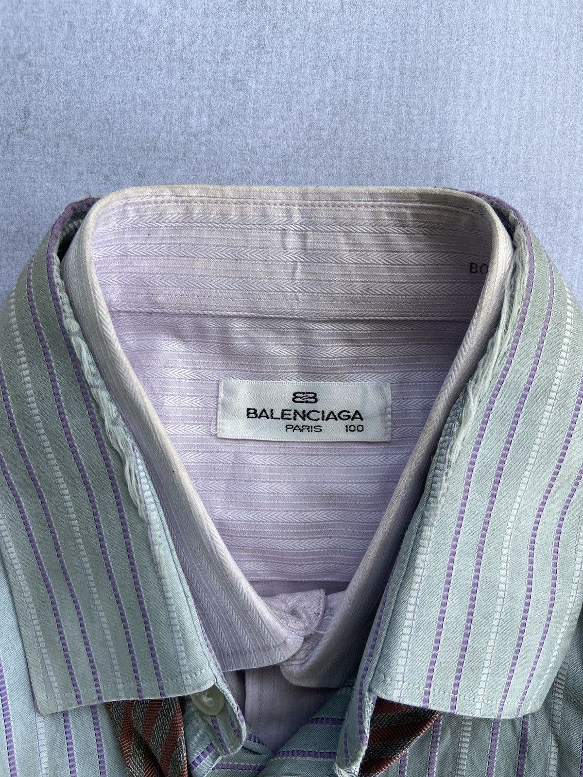Vintage Vintage 90s Balenciaga Double layer shirt destroyed Size US L / EU 52-54 / 3 - 6 Thumbnail