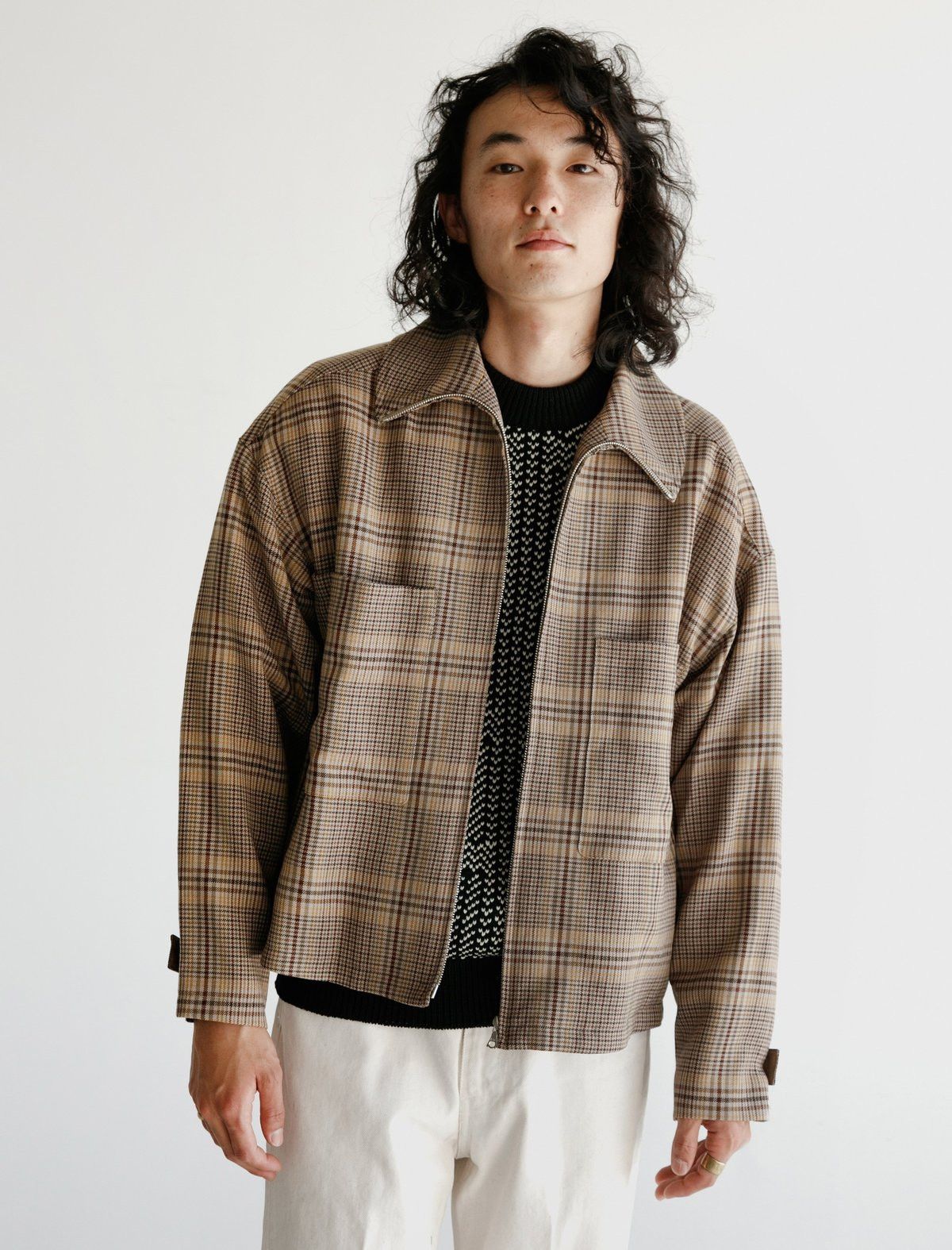 Auralee Double Face Check Zip Blouson | Grailed