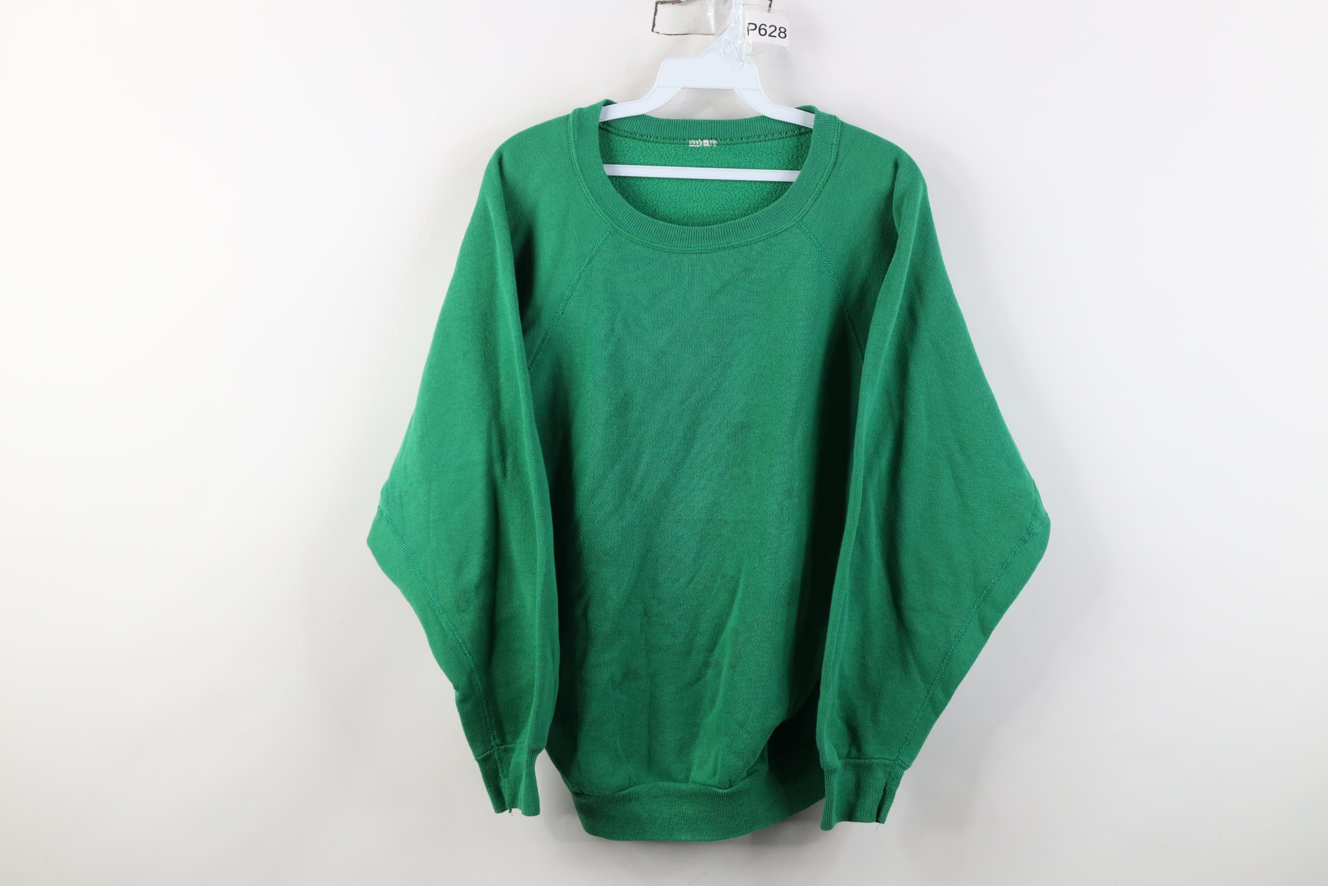 Vintage Vintage 70s 80s Streetwear Blank Gusset Sweatshirt Green USA Size L / US 10 / IT 46 - 1 Thumbnail