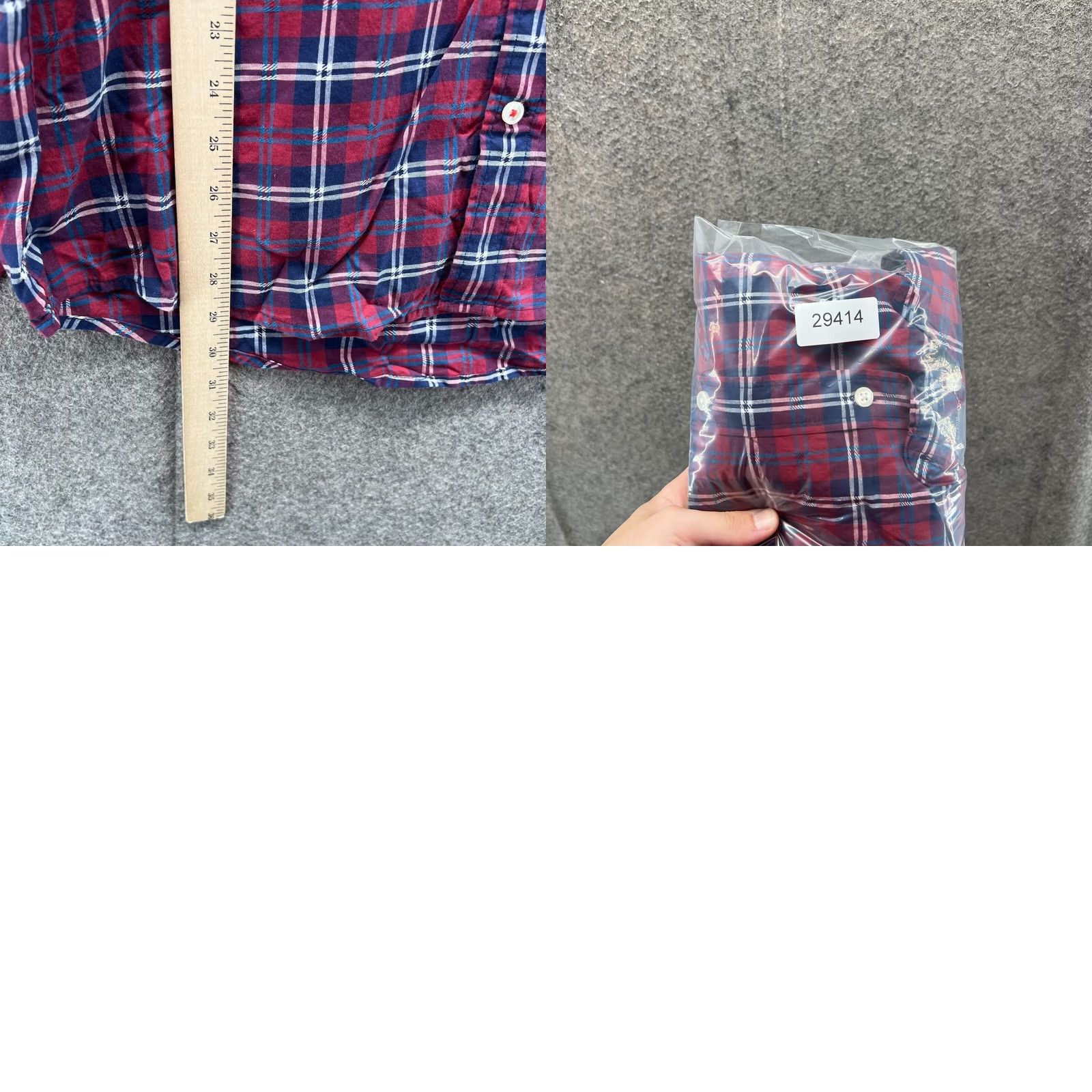 Tommy Hilfiger VINTAGE Tommy Hilfiger Dress Shirt Men L Red Blue Button-Down Plaid Classic Preppy Shirt Size 42R - 9 Thumbnail