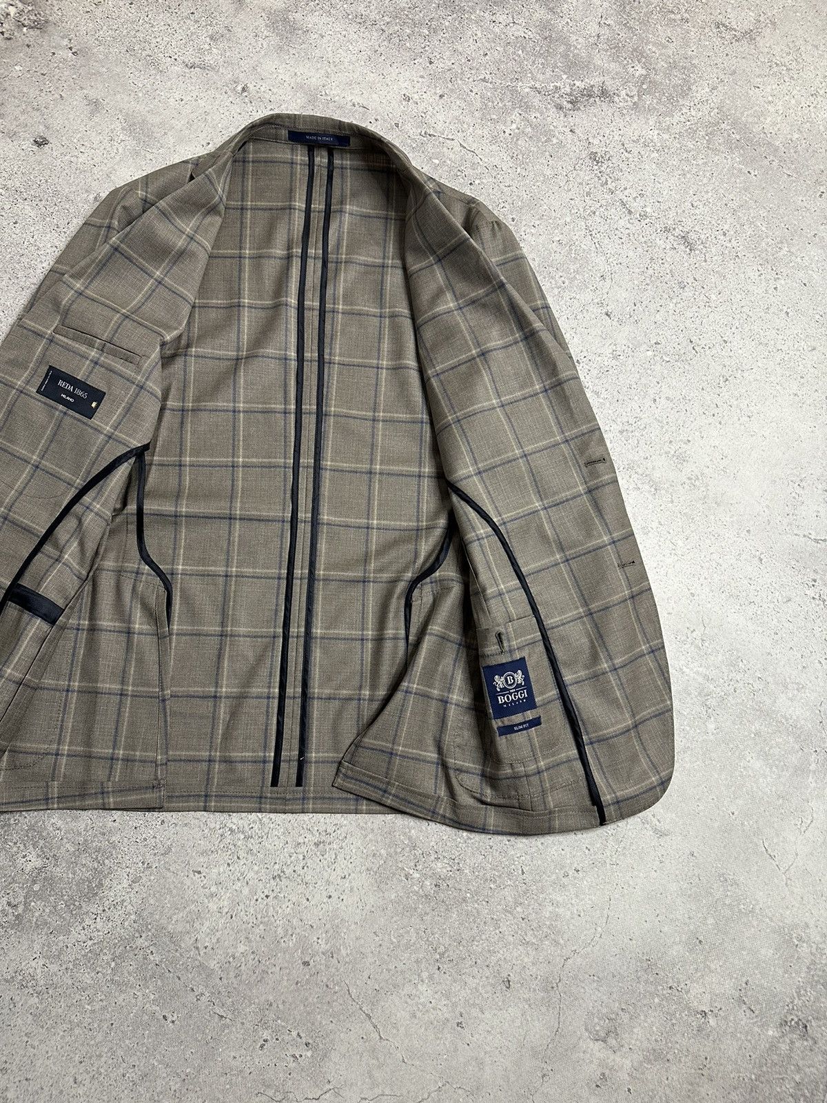 Boggi Boggi Milano Reda 1865 Light Beige Plaid Wool Blazer Size US S / EU 44-46 / 1 - 7 Thumbnail