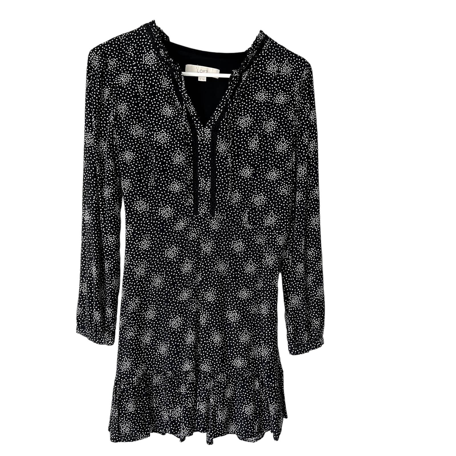 Loft LOFT Women's Petit Mini Dress Long Sleeves 2P Black Size XS / US 0-2 / IT 36-38 - 1 Thumbnail