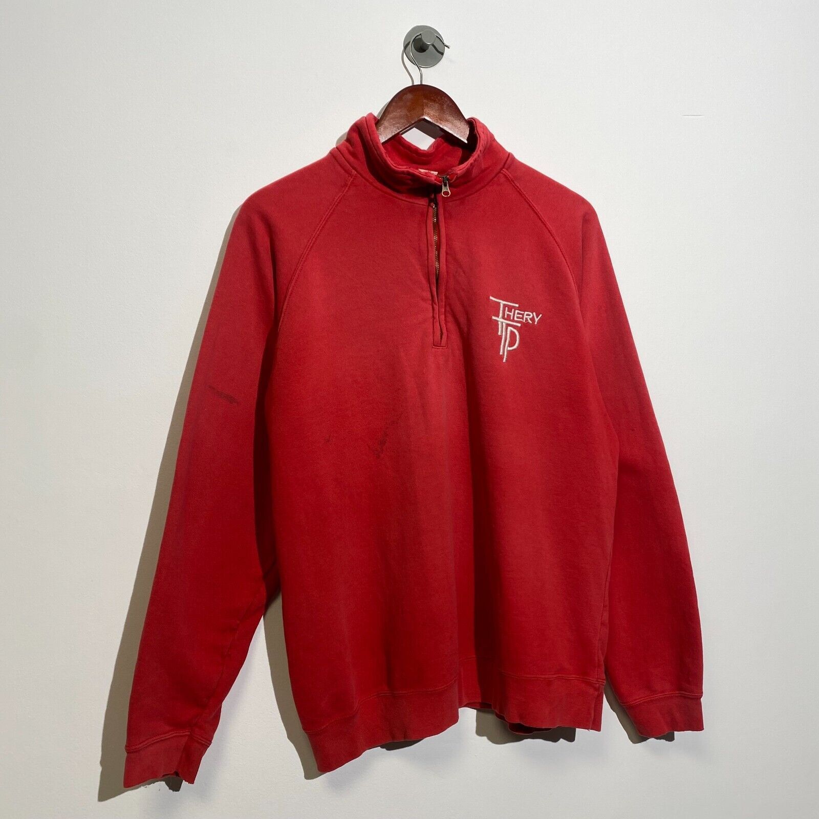 Vintage Vintage Unisex Red Cotton Sweatshirt Size L Washed 90s Size US L / EU 52-54 / 3 - 2 Thumbnail