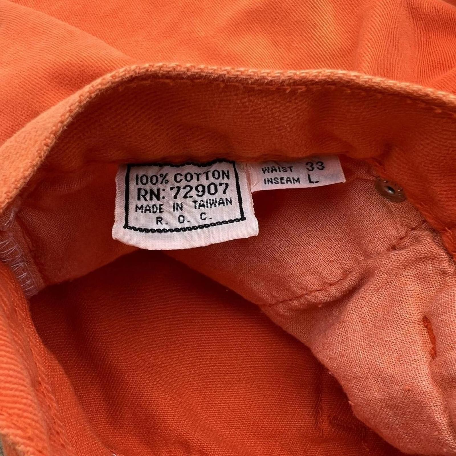 Vintage Vintage 90s Orange Denim Pleated Jeans Size US 33 - 5 Thumbnail