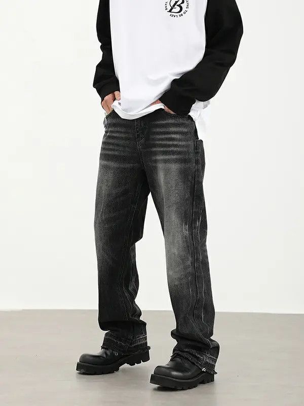 Japanese Brand High street tie-dye washed dirty white baggy jeans Size US 33 - 1 Thumbnail