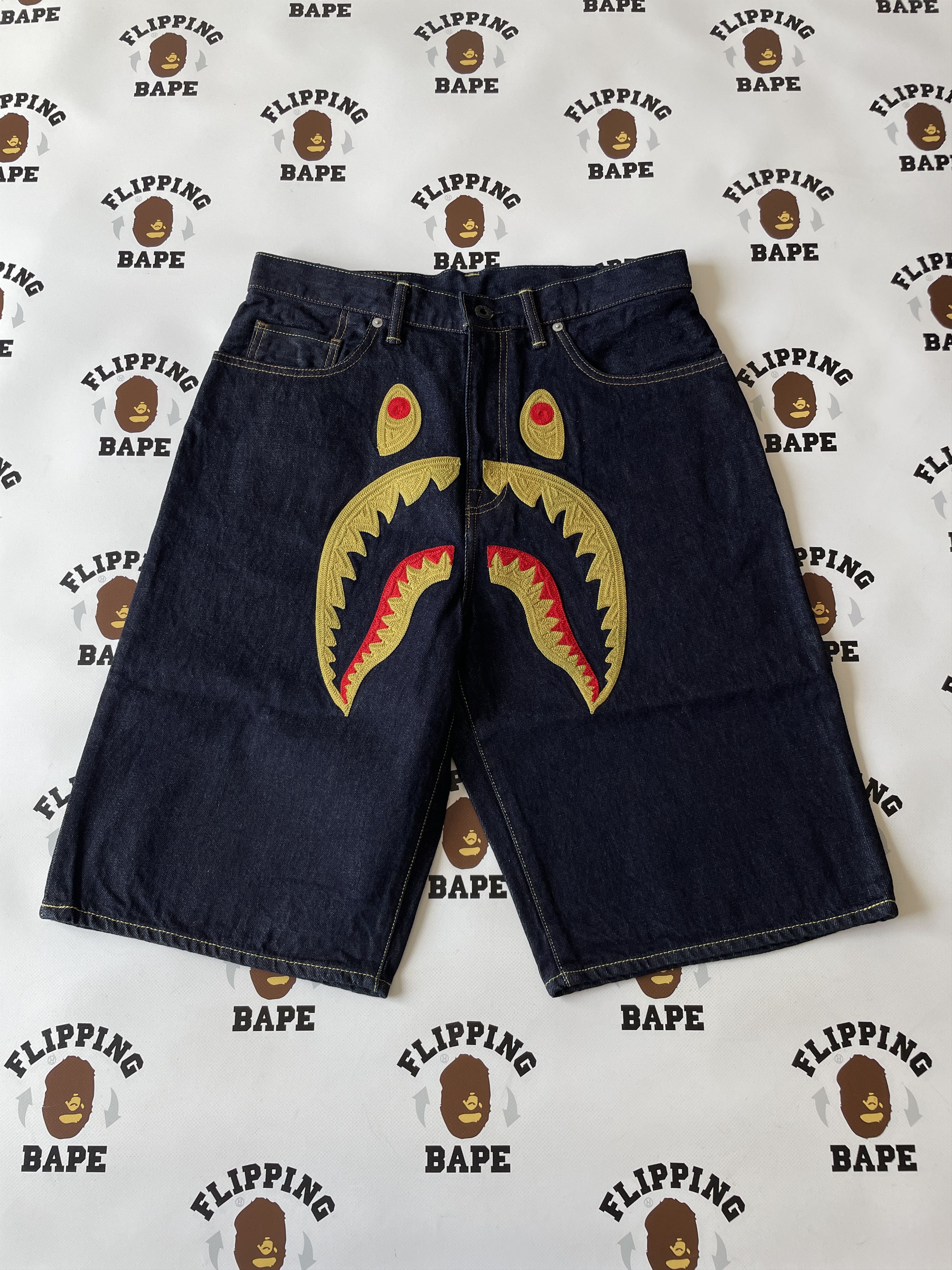 BAPE SHARK DENIM SHORTS