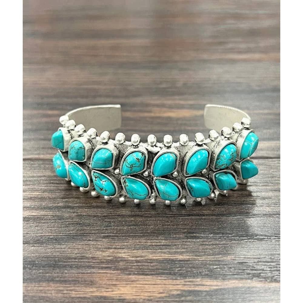 Other Double Layered Navajo Turquoise Cuff Bracelet Design, Southw Size ONE SIZE - 3 Thumbnail