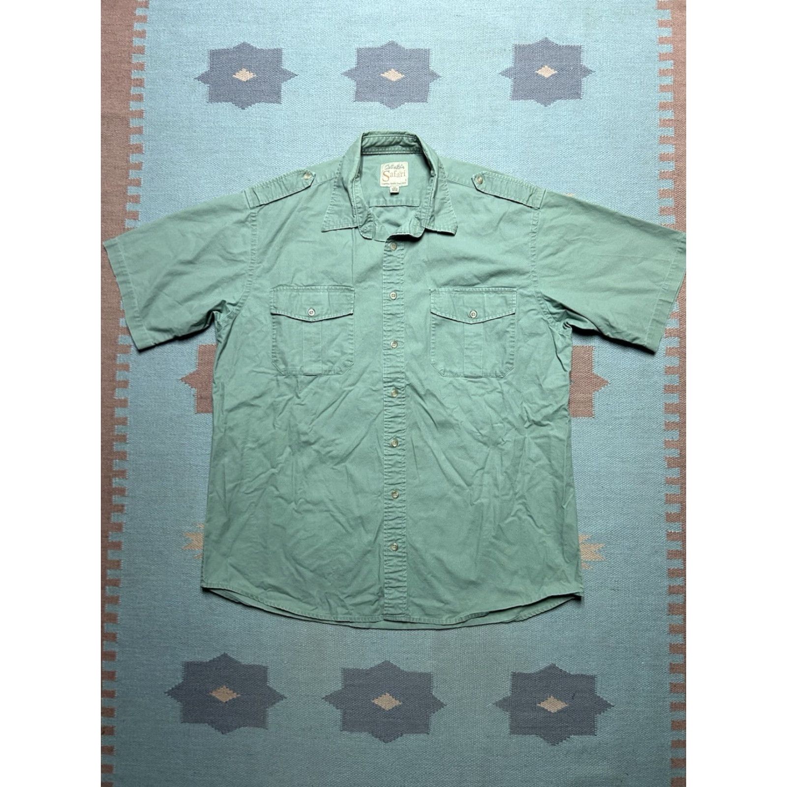 Vintage VINTAGE Cabela's Short Sleeve Button Shirt Safari Hiking Fishing Cotton XL Tall Shirt Men's Green Fish Button-Up XL Tall Cotton Green Vintage Size US XL / EU 56 / 4 - 2 Thumbnail