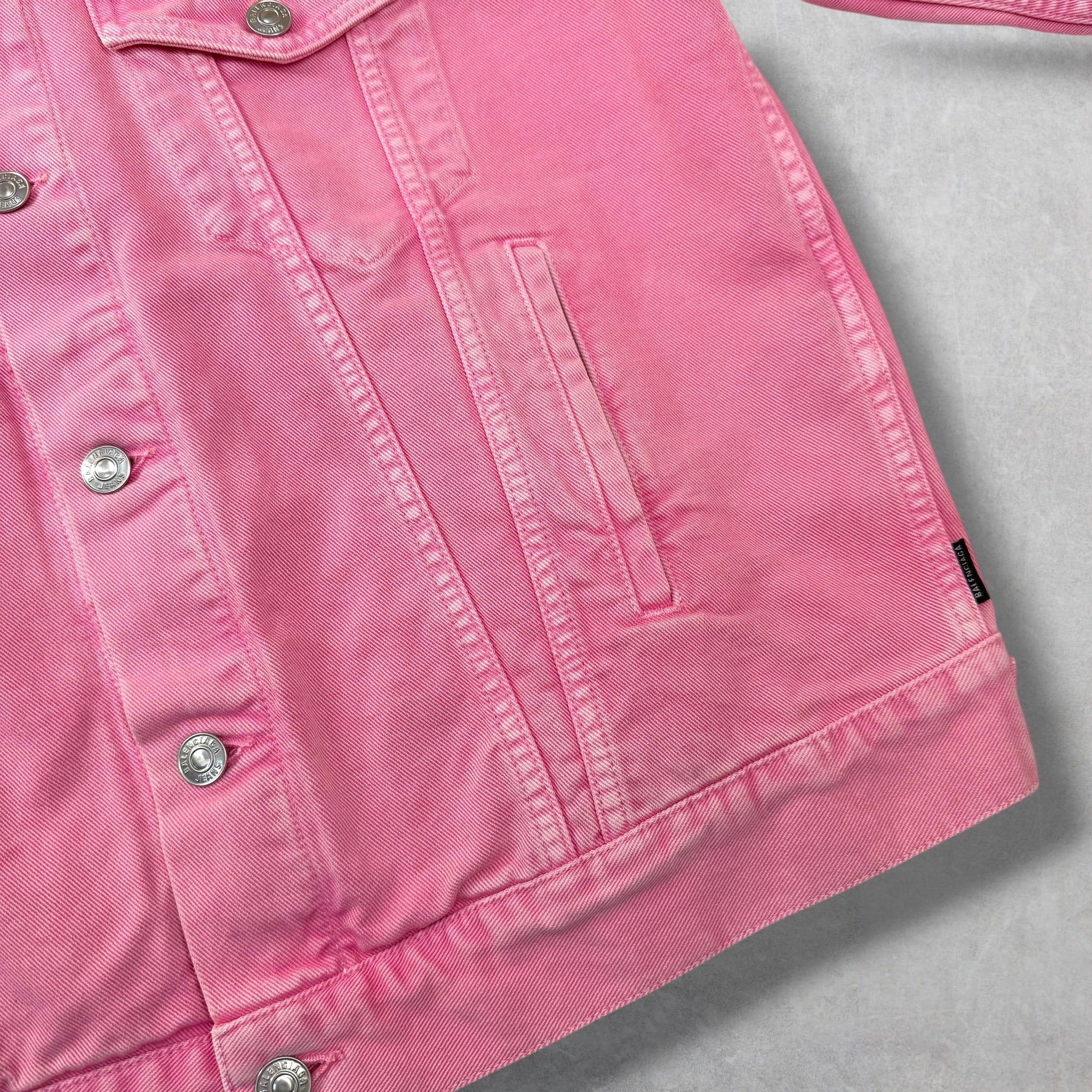 Balenciaga Balenciaga Embroidered Logo Pink Denim Jacket 34 (M) Size US M / EU 48-50 / 2 - 5 Thumbnail