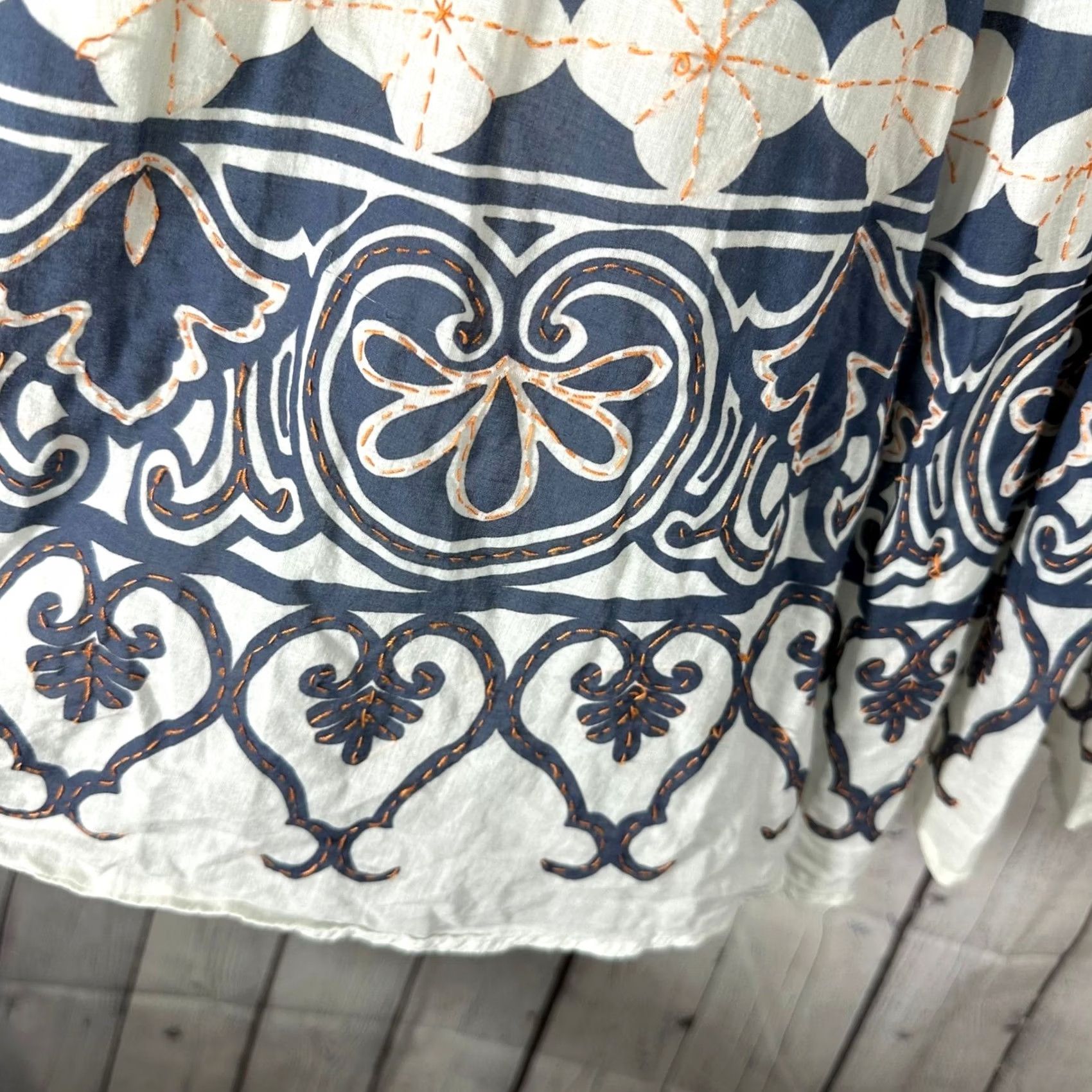 Polo Ralph Lauren Polo Ralph Lauren Skirt Voile Blue White Embroidered Beaded Midi Skirt Elastic Size 28" / US 6 / IT 42 - 4 Thumbnail