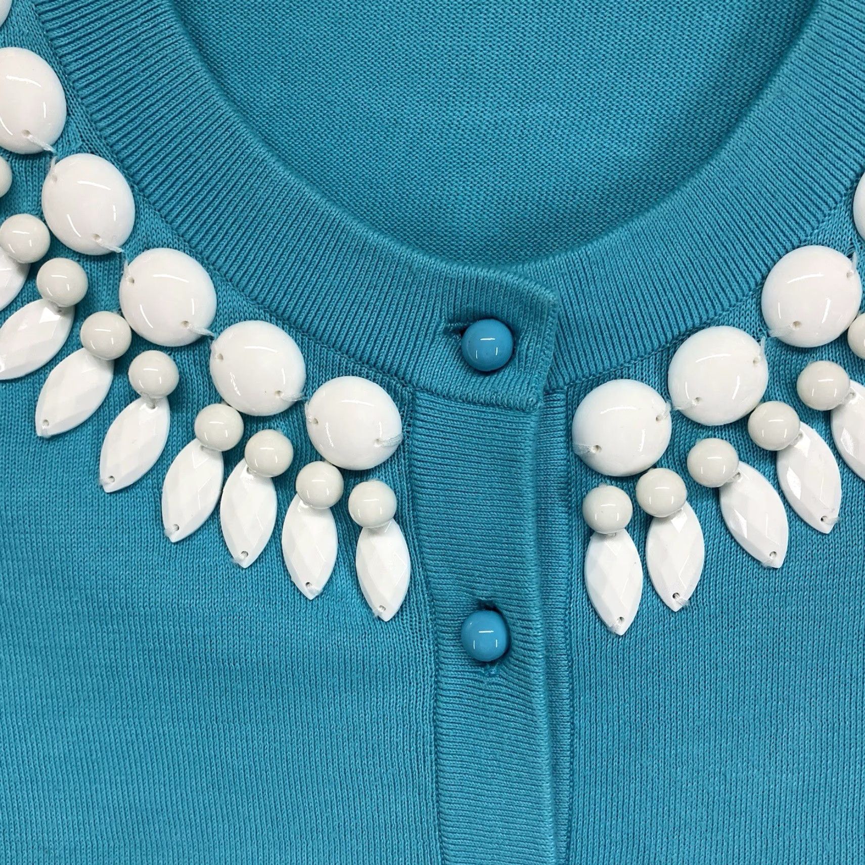 Vintage VINTAGE Kate Spade Women's Top Cotton Long Sleeve Beaded Button Up Small Hole Casual Blue 90s Size S / US 4 / IT 40 - 6 Thumbnail