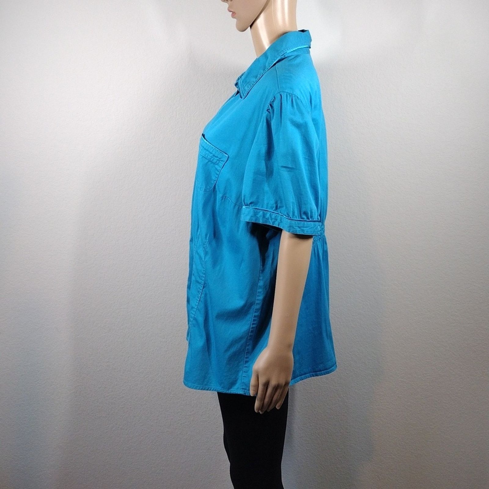 Other Lane Bryant Blue Button Down Short Sleeve Plus Size Shirt Size XXL / US 16-18 / IT 52-54 - 4 Thumbnail