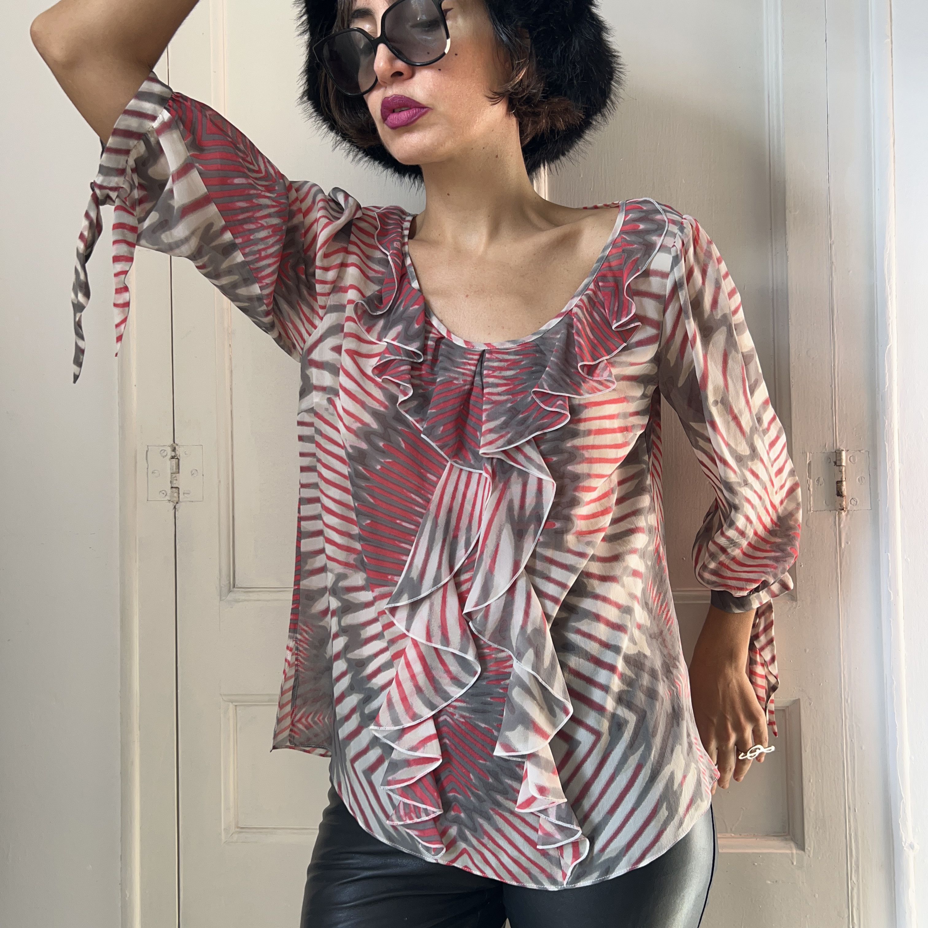Vintage Vintage 90s Silk Ruffle Blouse Size M / US 6-8 / IT 42-44 - 6 Thumbnail