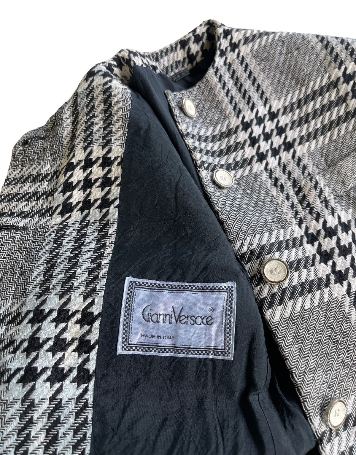 Versace G.Versace Houndstooth Mandarin Women Coat Size S / US 4 / IT 40 - 8 Thumbnail