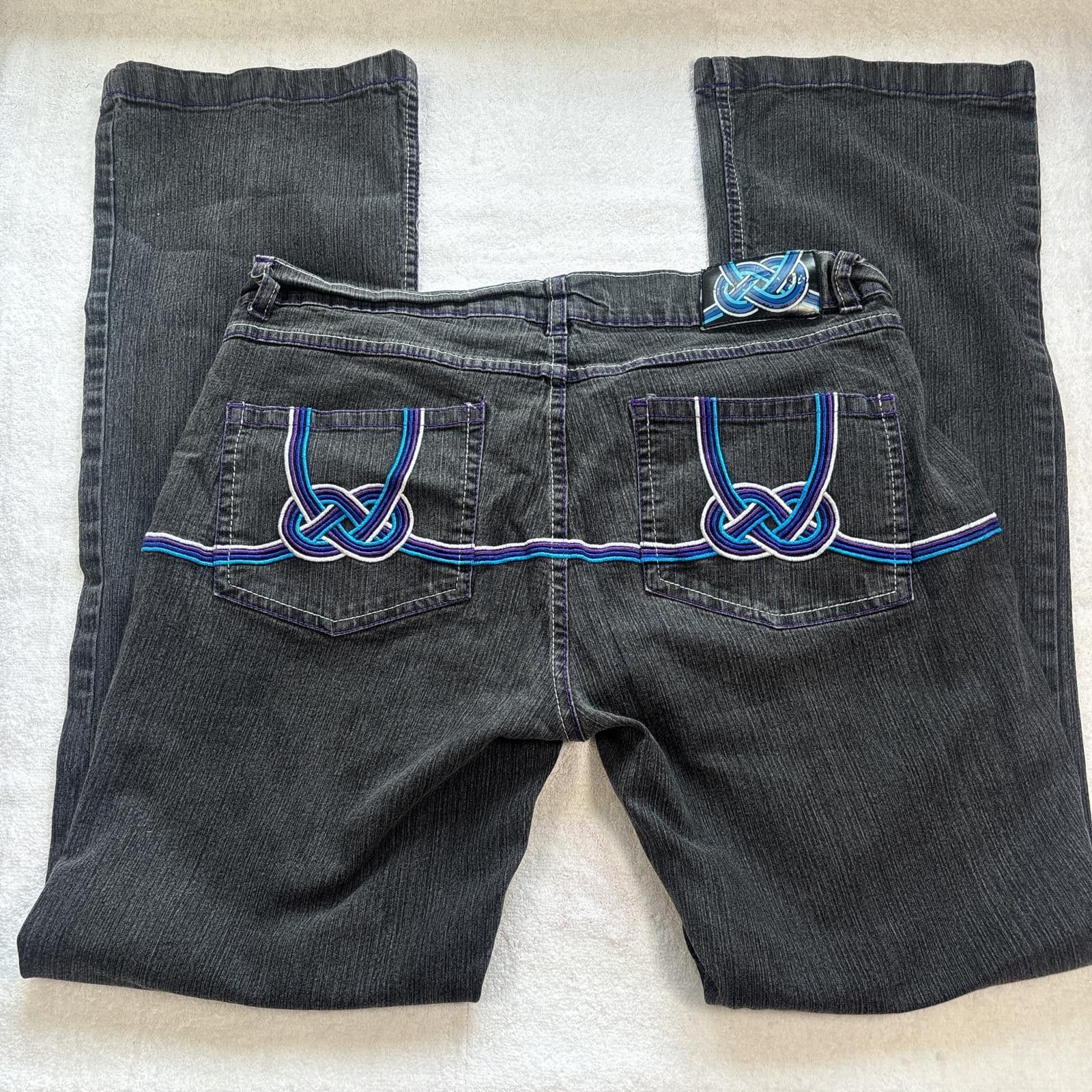 Other y2k streetwear embroidered dark wash jeans Size 34" / US 12 / IT 48 - 1 Thumbnail