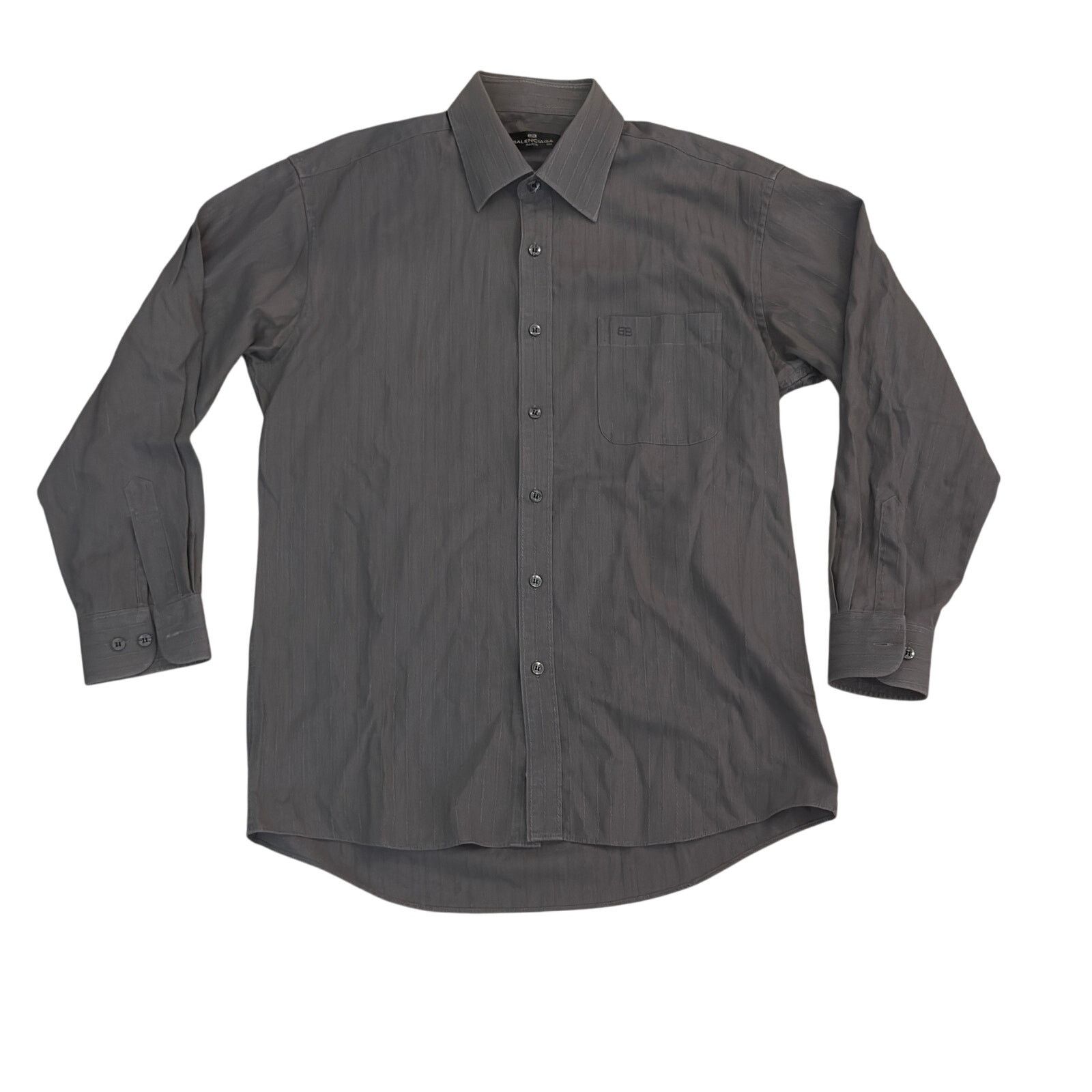 Balenciaga Balenciaga Paris Men’s Grey Pinstripe Shirt Size US M / EU 48-50 / 2 - 1 Thumbnail