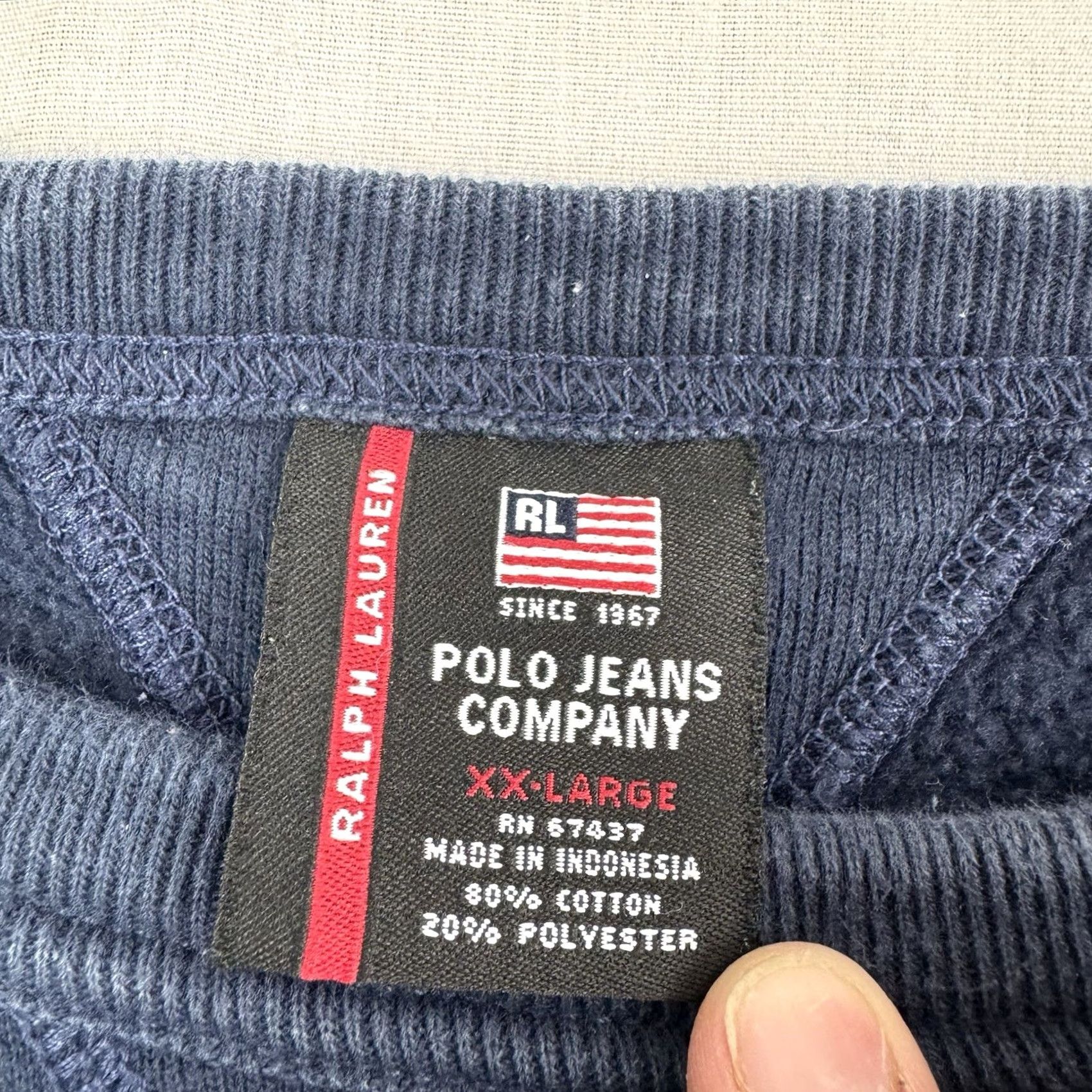 Vintage VINTAGE Polo Jeans Co Sweatshirt Shirt Adult 2XL Polo Jeans Co Crewneck Hipster 90s Y2K Blues Mens Size US XXL / EU 58 / 5 - 7 Thumbnail