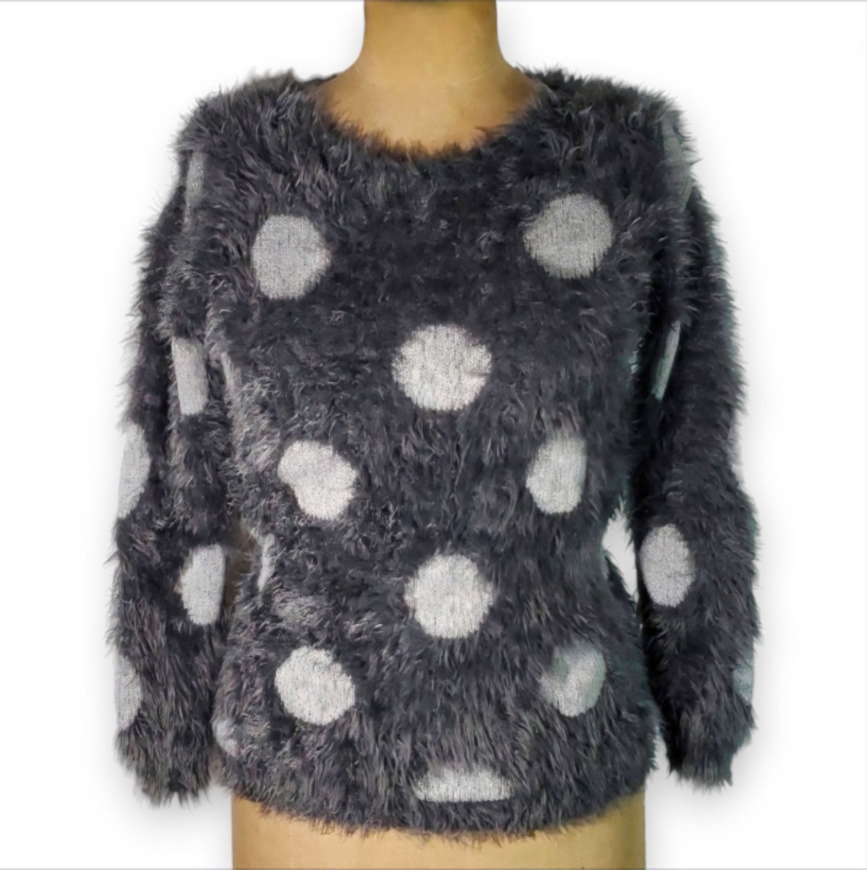 Joseph Joseph A. Size S/M NEW Sweater Grey Soft Fuzzy Polka Dots Size M / US 6-8 / IT 42-44 - 1 Thumbnail