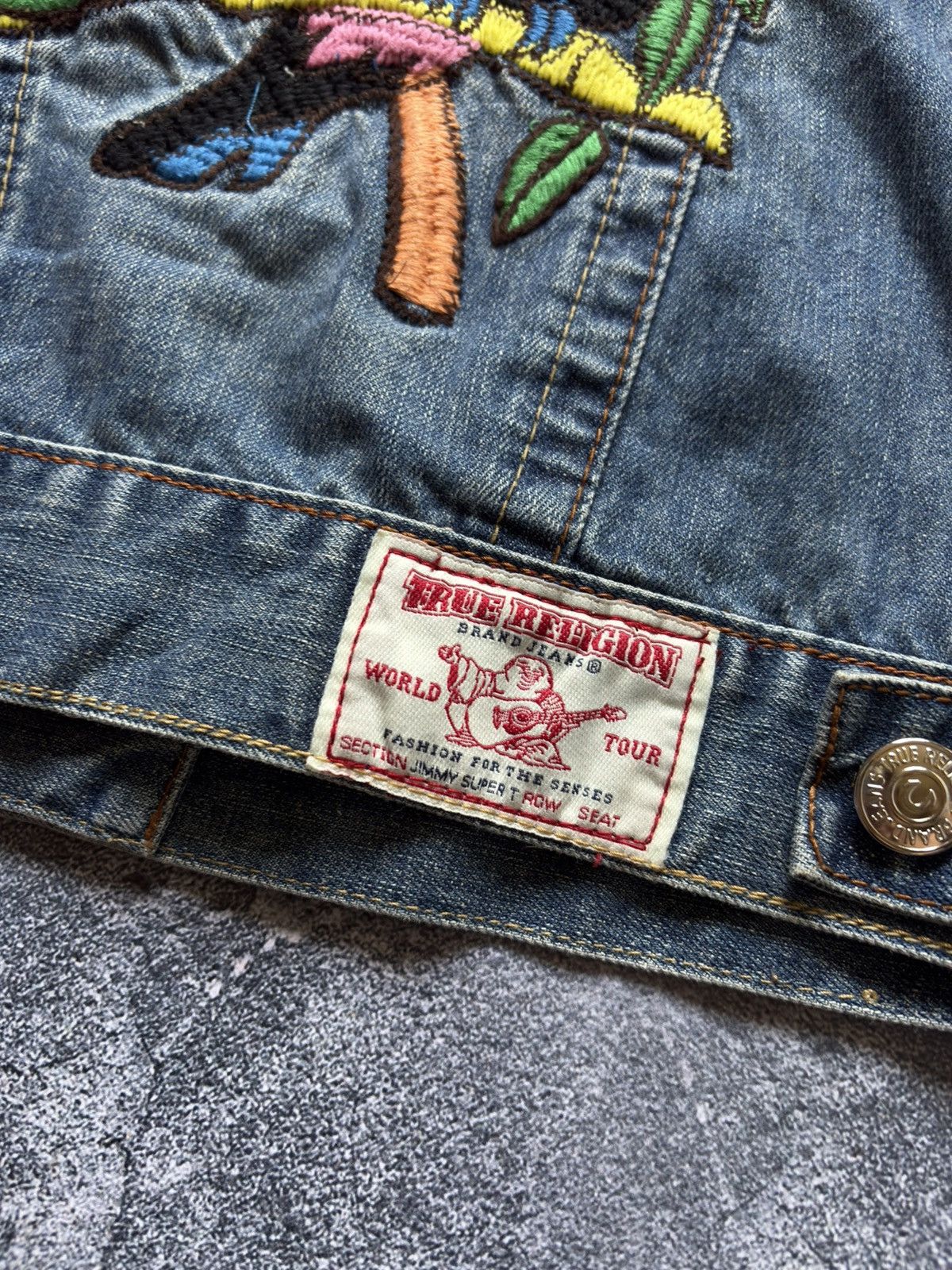 True Religion Vintage True Religion Tropical Flamingo Y2K Denim Vest Size S / US 4 / IT 40 - 8 Thumbnail