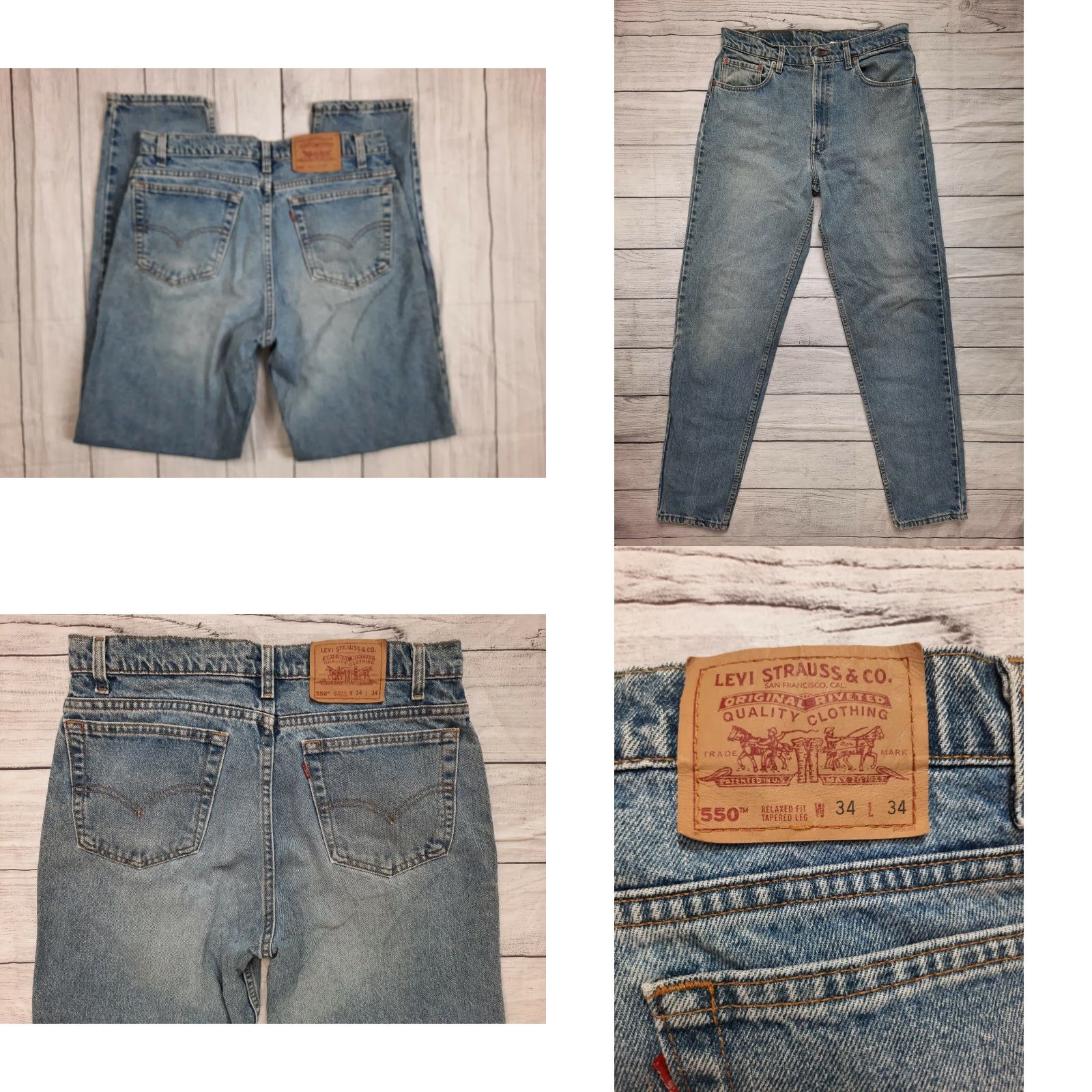 Levi's VINTAGE Levi's 550 Jeans - 34x34 - Relaxed Tapered Leg - Blue Denim - USA Made - Mens Jeans Size US 32 / EU 48 - 8 Thumbnail