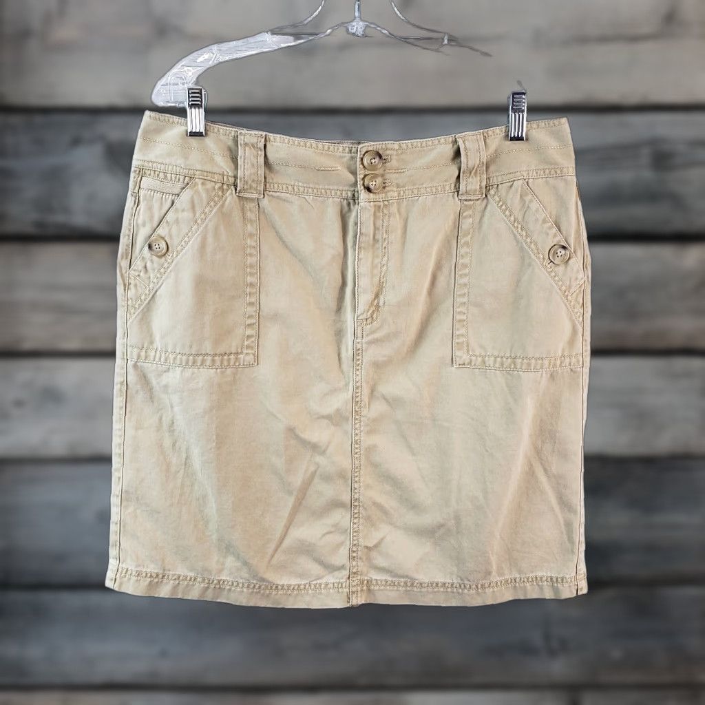 Eddie Bauer Eddie Bauer Womens Pencil Skirt Sz 12 Tan Cotton Pockets Short Brown 12 New with Tags Womens Size 34" / US 12 / IT 48 - 1 Thumbnail