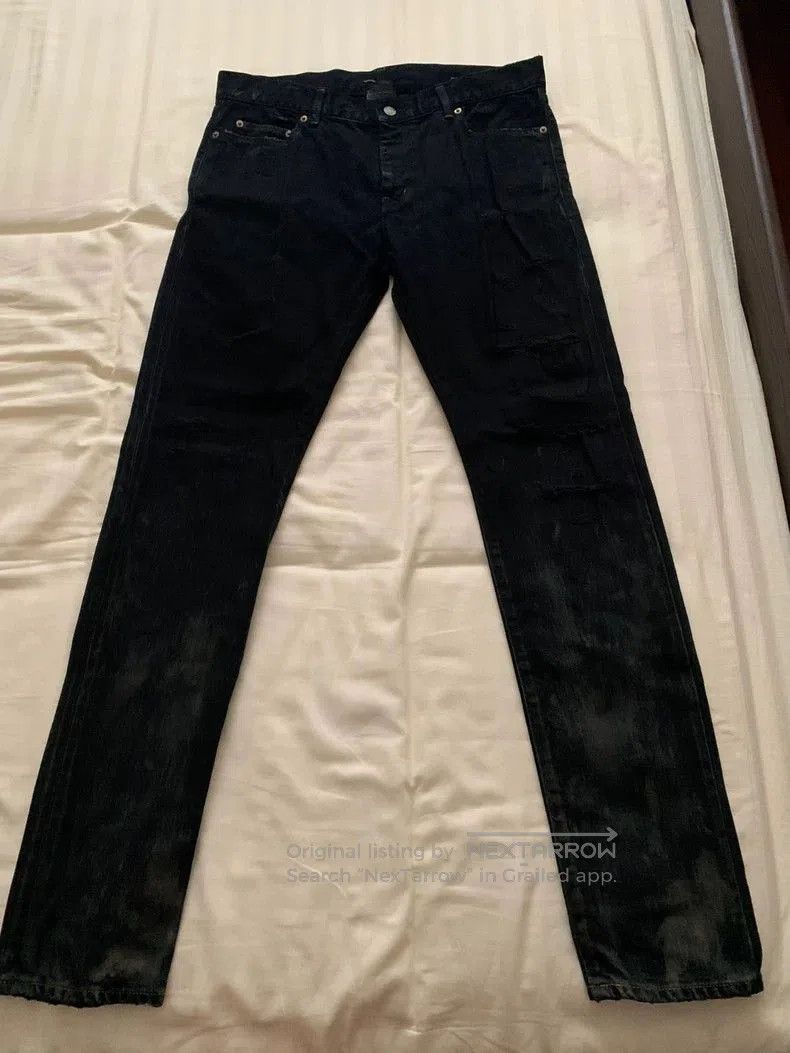 Saint Laurent Paris Saint Laurent Distressed Black Denim Jeans. Size US 33 - 1 Thumbnail