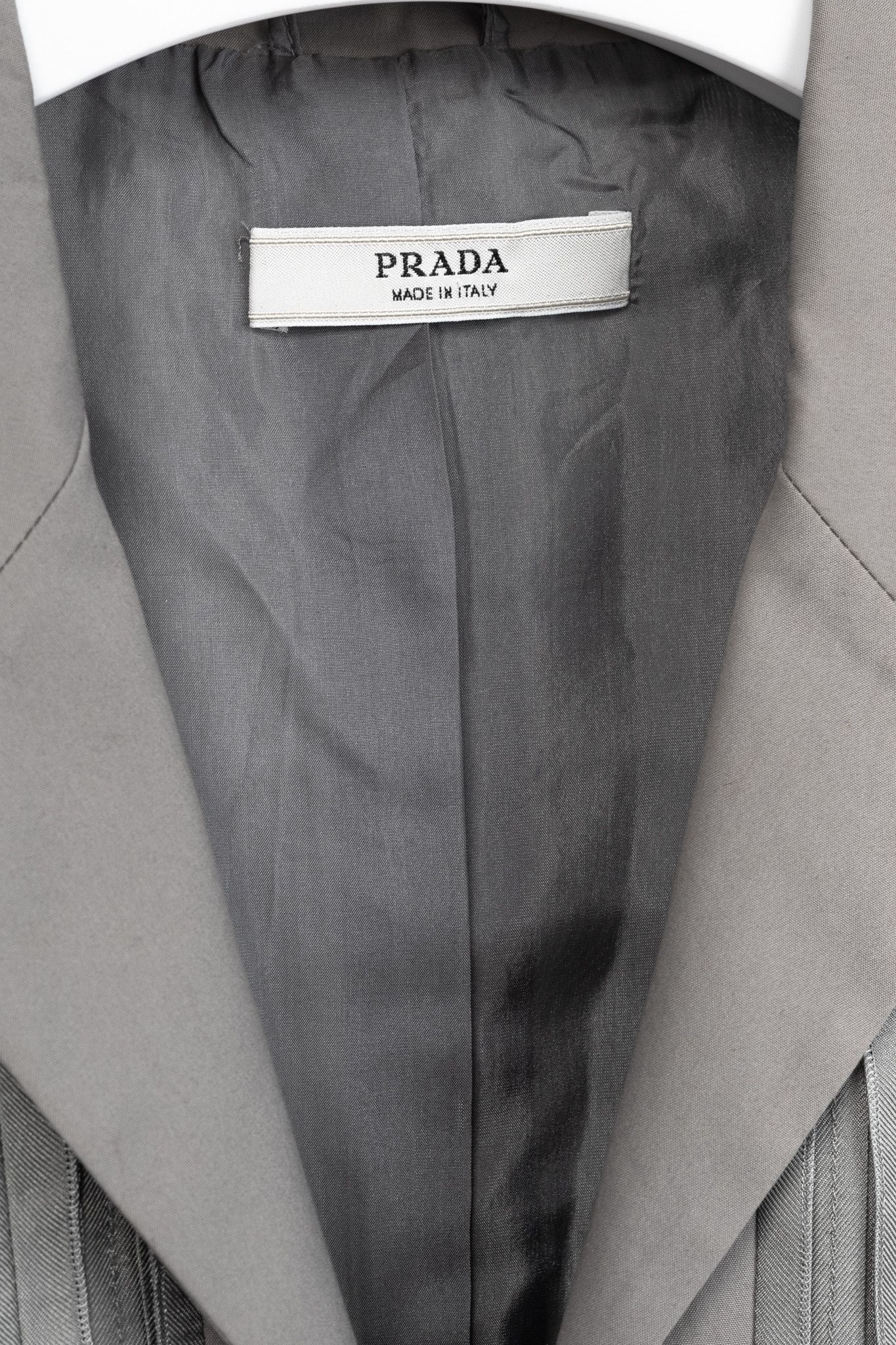 Prada Prada Grey Silk & Cotton Pintuck Blazer Size M / US 6-8 / IT 42-44 - 4 Thumbnail