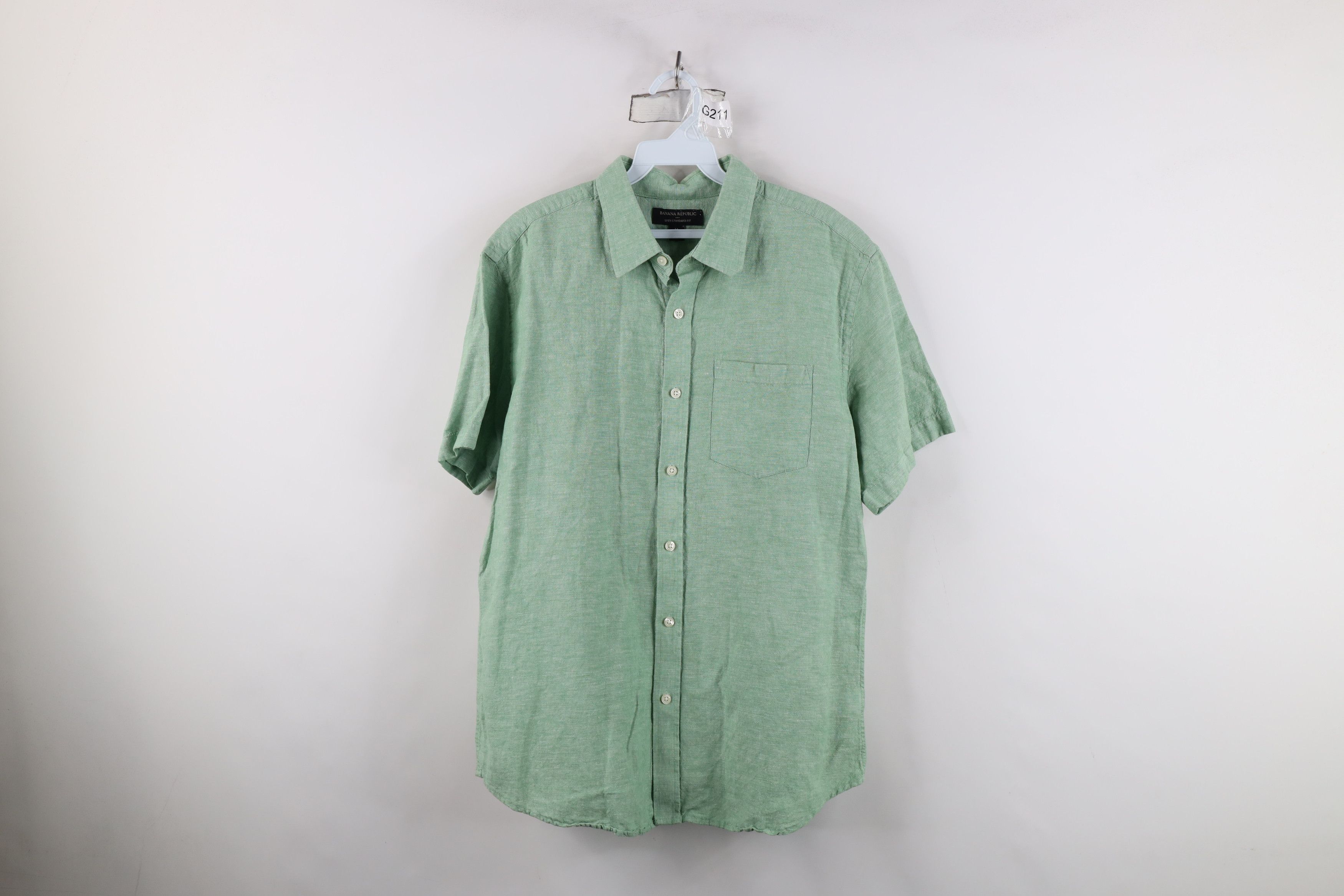 Banana Republic Banana Republic Fit Chambray Linen Button Down Shirt Green Size US M / EU 48-50 / 2 - 1 Thumbnail