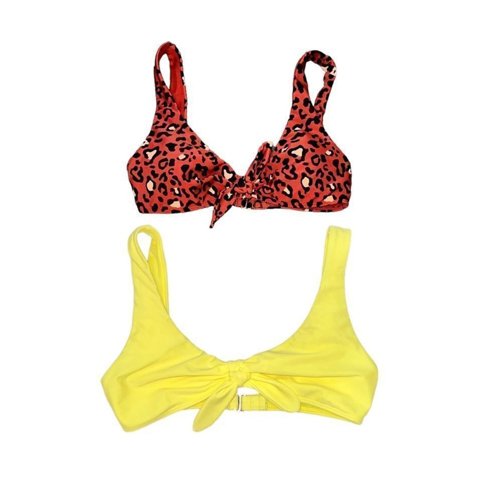 Hollister Hollister Bikini Tops Leopard Print & Yellow Front Tie Set Size XS / US 0-2 / IT 36-38 - 2 Thumbnail