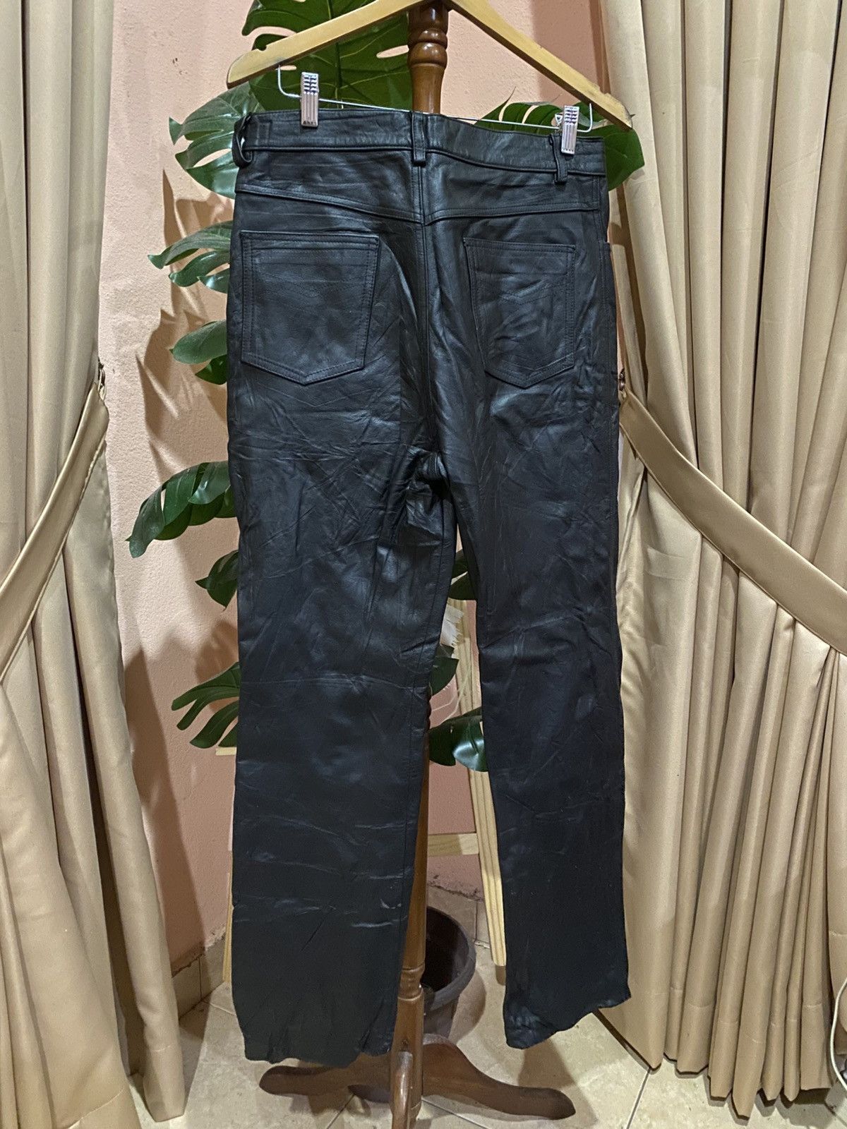 Genuine Leather Azzure Black Leather Pants - Vintage Straight-Leg Style Size US 31 - 11 Thumbnail