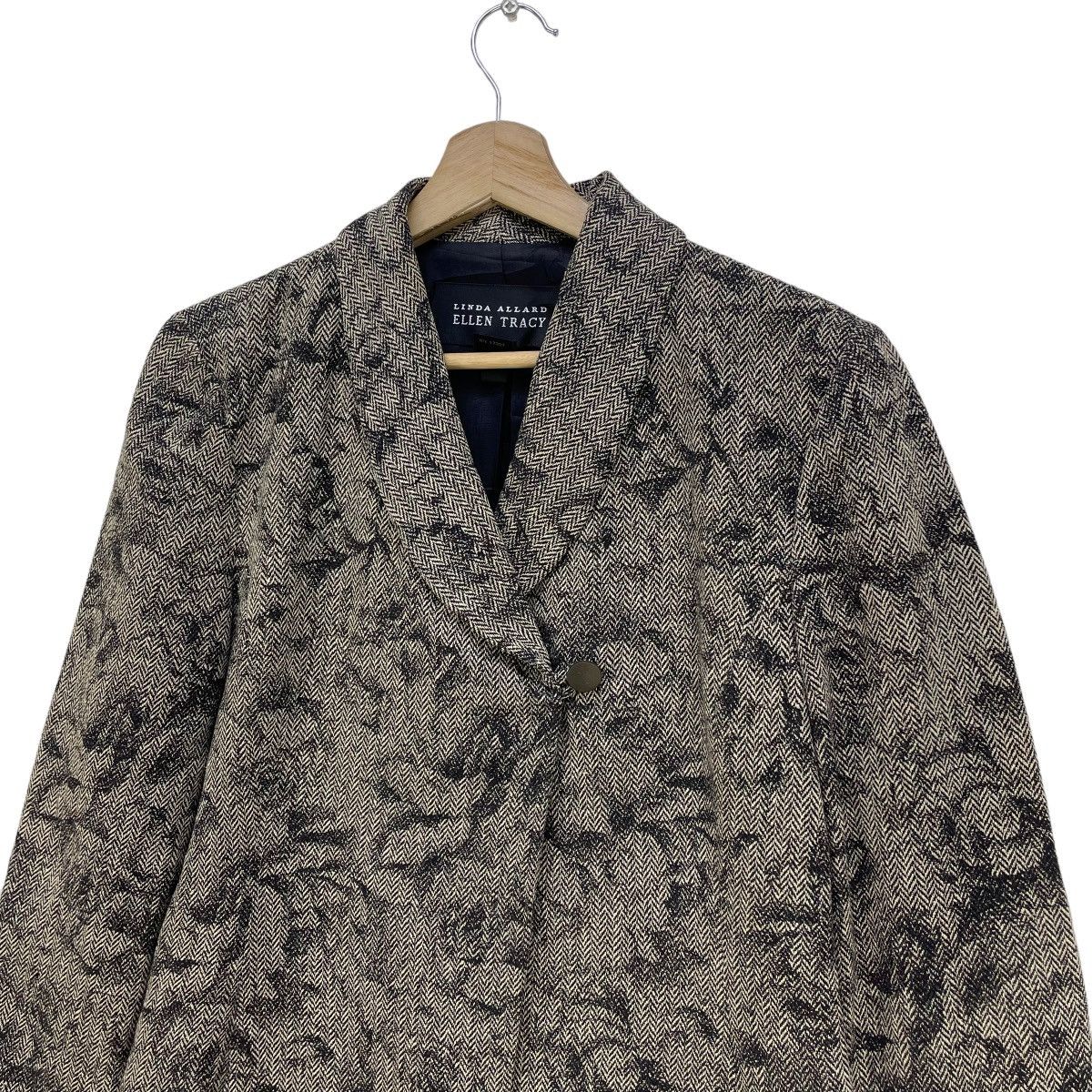 Ellen Tracy Rare Unique Design By Linda Allard Herringbone Silk Jacket Size S / US 4 / IT 40 - 4 Thumbnail