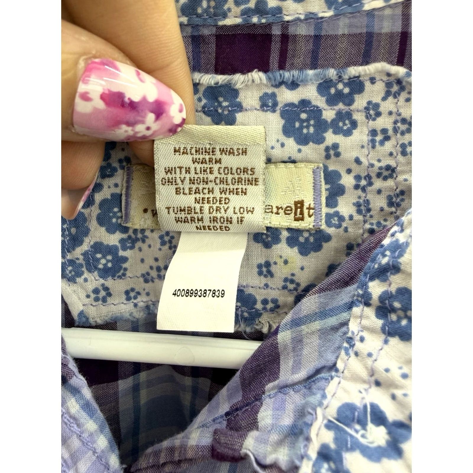 Vintage SO Blouse Shirt Purple Plaid Cap Sleeve Collared 2000s Y2K Women Regular L XS? Size L / US 10 / IT 46 - 4 Thumbnail
