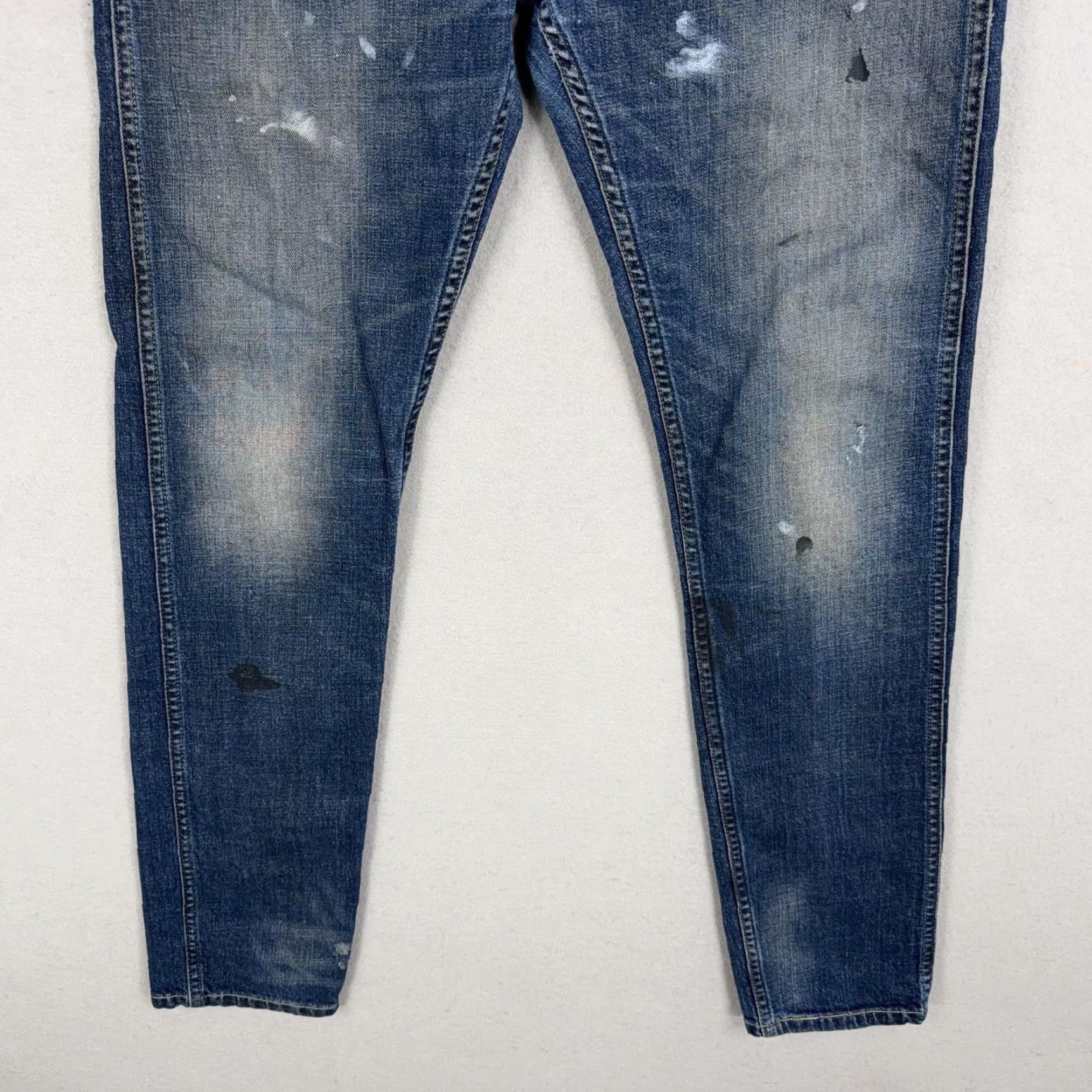 Levi's Levi's Jeans Mens 36x34 Blue Distressed Paint Splatter 605 Slim Straight Denim 90s Grunge Jeans Mens Size US 36 / EU 52 - 3 Thumbnail
