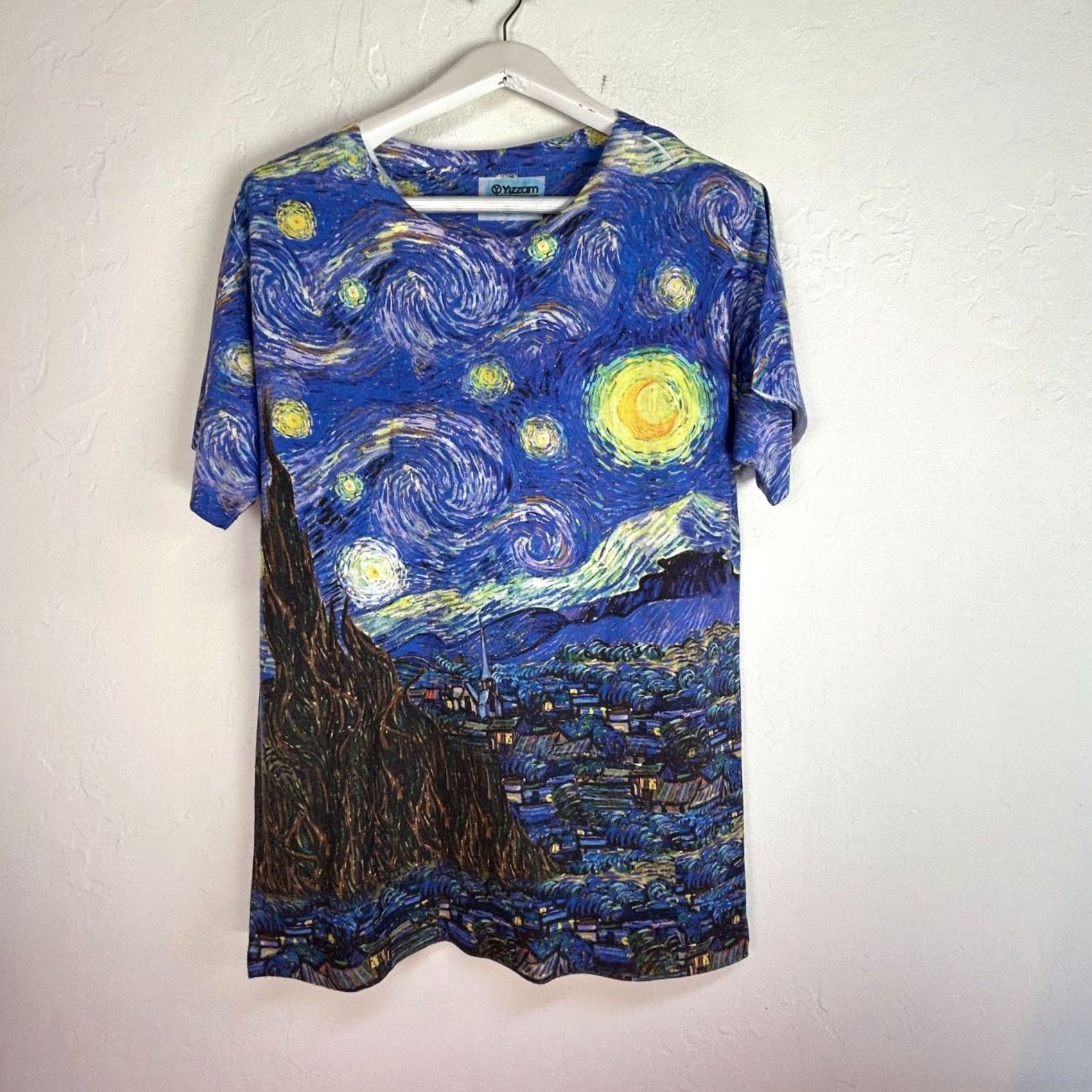 Vintage Yizzam Vincent Van Gogh The Starry Night T-Shirt Mens Medium Blue Short Sleeve Size US M / EU 48-50 / 2 - 2 Thumbnail