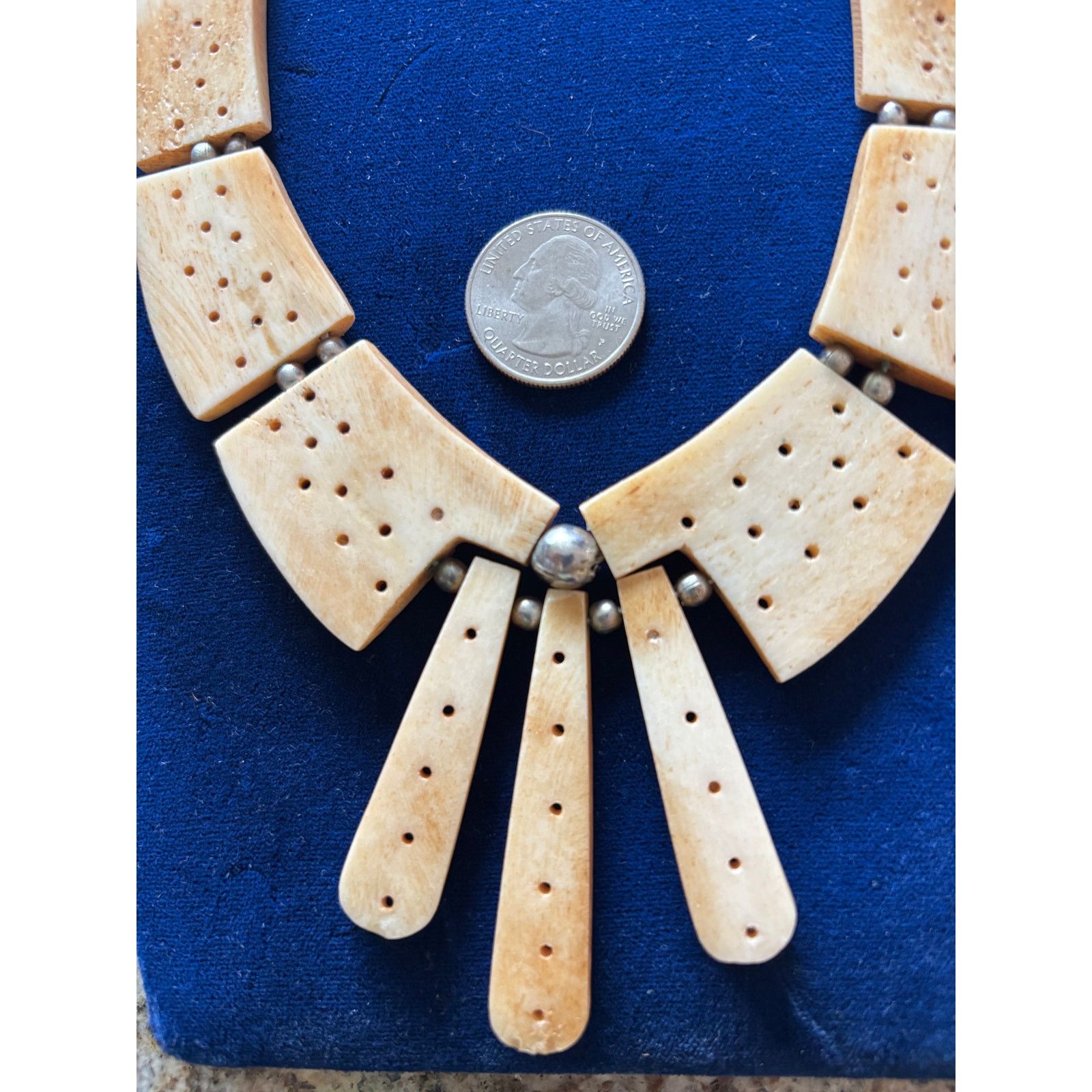 Vintage Vintage Tan Hand Carved Camel Bone Statement Tribal Necklace Size ONE SIZE - 4 Thumbnail