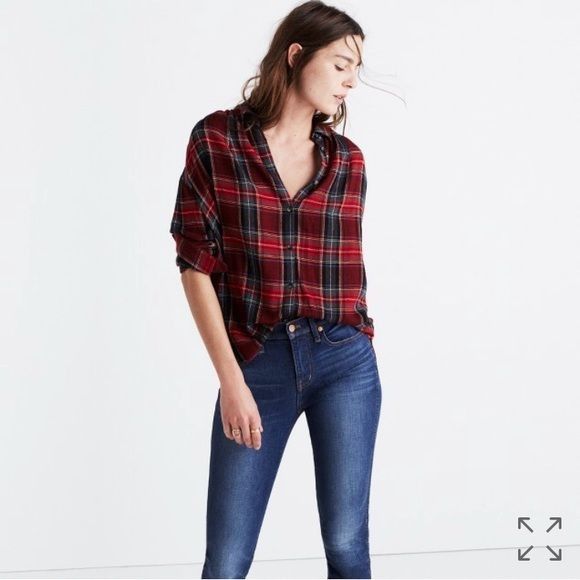 Madewell Madewell Red Tartan Plaid Button Up CENTRAL Shirt S Wool Boy Size S / US 4 / IT 40 - 1 Thumbnail