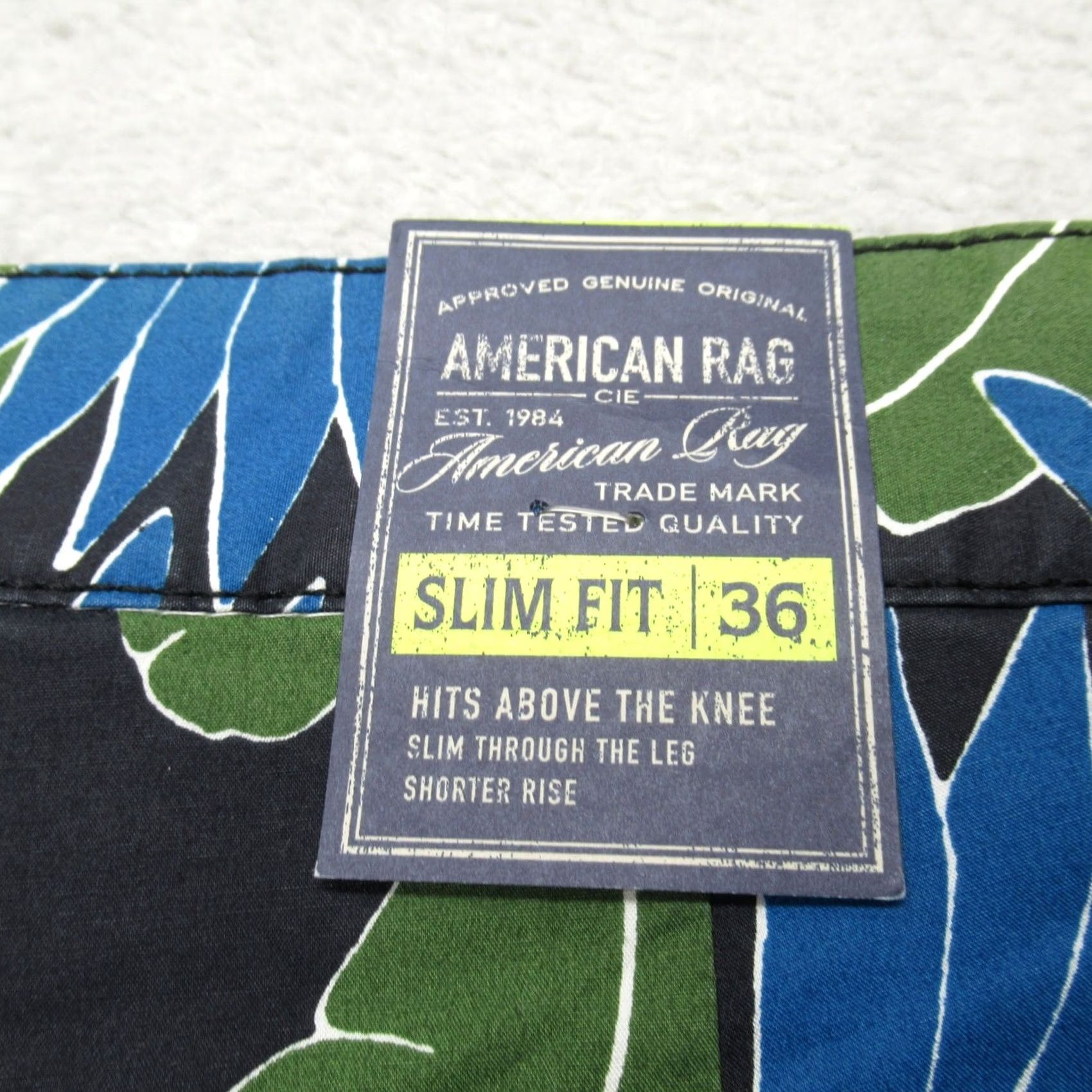 Vintage Board Shorts Mens 38 Green Blue Tropical Floral Slim Fit Above Knee NWT Size US 38 / EU 54 - 5 Thumbnail