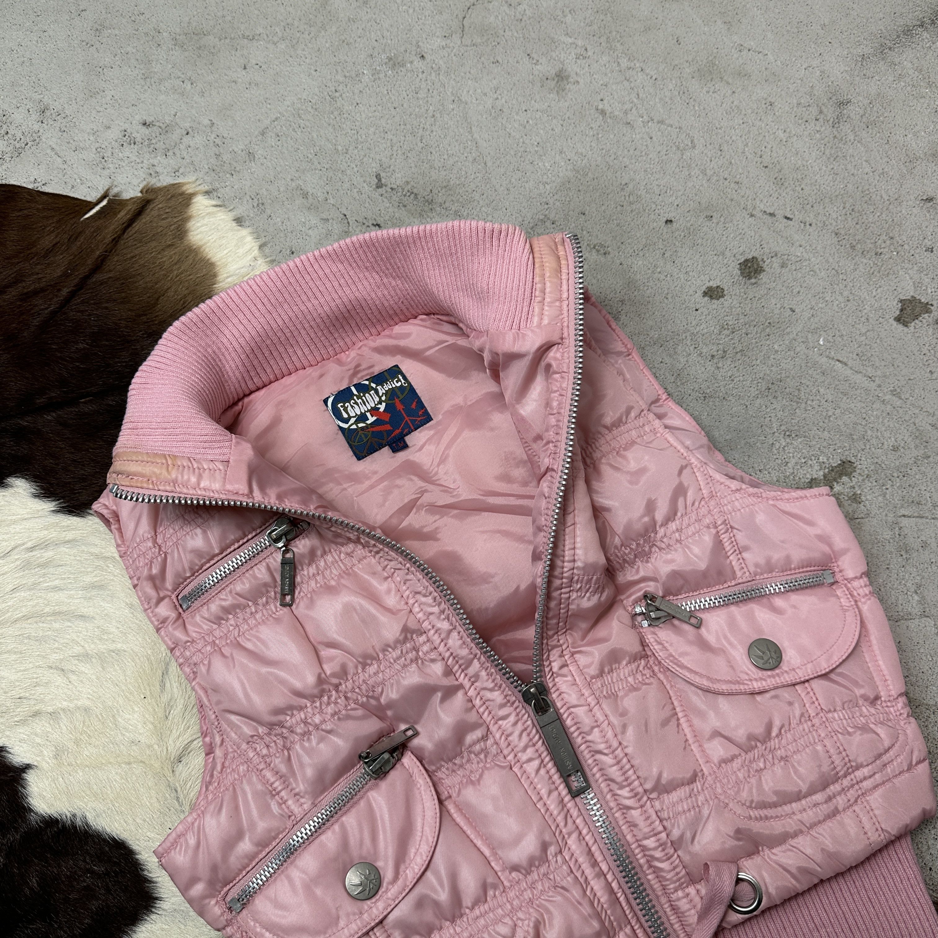 Vintage Vintage Baby Pink Fitted Puffer Zipped Vest Y2K Size M / US 6-8 / IT 42-44 - 3 Thumbnail