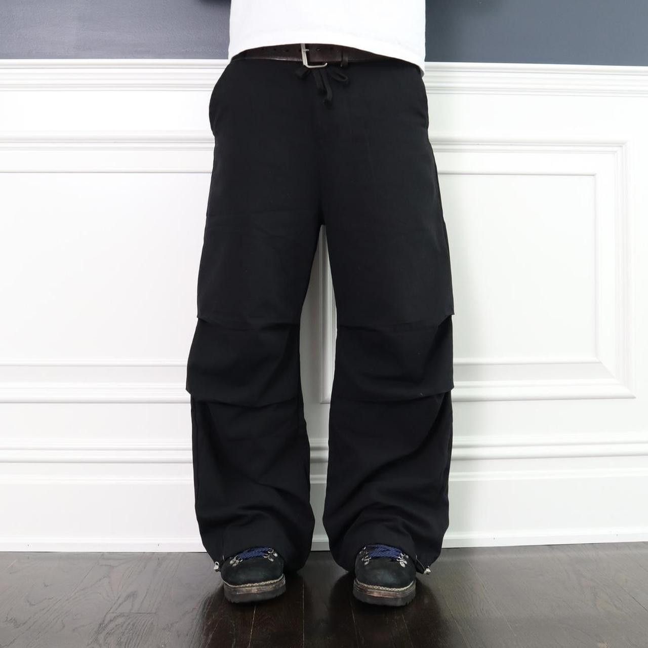 Japanese Brand × Vintage Essential Black Baggy Wide Leg Parachute Pants Size US 32 / EU 48 - 3 Thumbnail