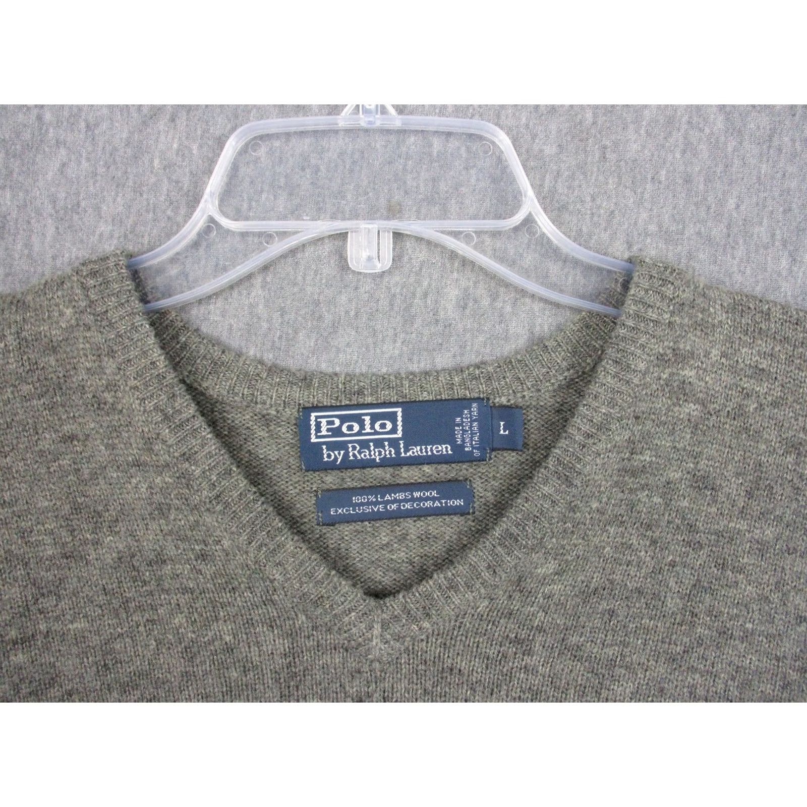 Polo Ralph Lauren Polo by Ralph Lauren Sweater Mens Large Gray V-Neck Lambswool Knit Pony Logo Size US L / EU 52-54 / 3 - 3 Thumbnail