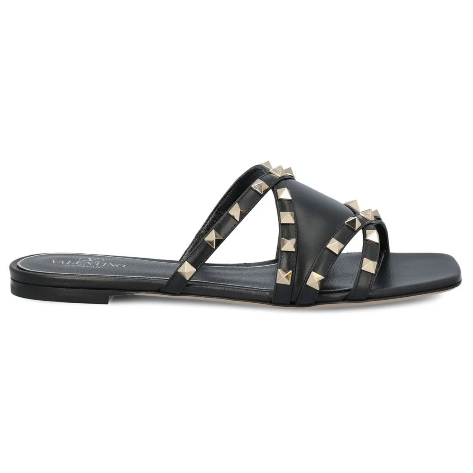 Valentino Valentino Rockstud Crisscross Strap Leather Black Slip On Size US 10 / IT 40 - 1 Thumbnail