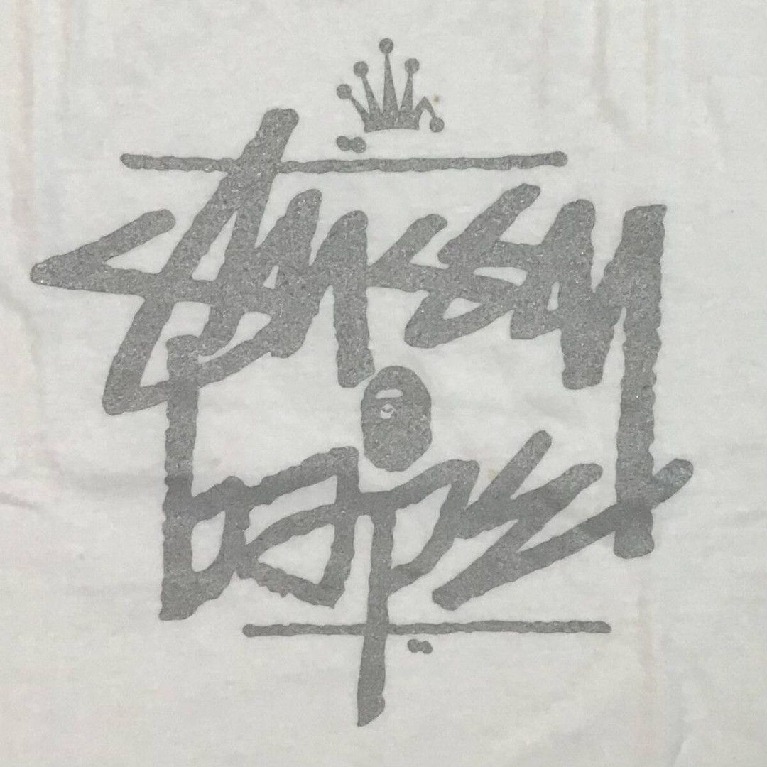 Bape × Stussy BAPE × STUSSY Silver Glitter SKULL LOGO T-shirt APE NIGO Size US L / EU 52-54 / 3 - 3 Thumbnail