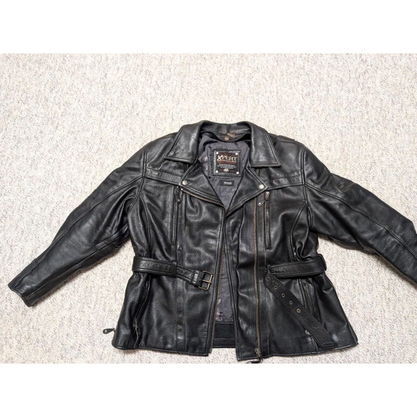 Vintage VINTAGE Xpert Motorcycle Jacket Women 2XL Black Belted Ventilated Leather Coat Size XXL / US 16-18 / IT 52-54 - 8 Thumbnail