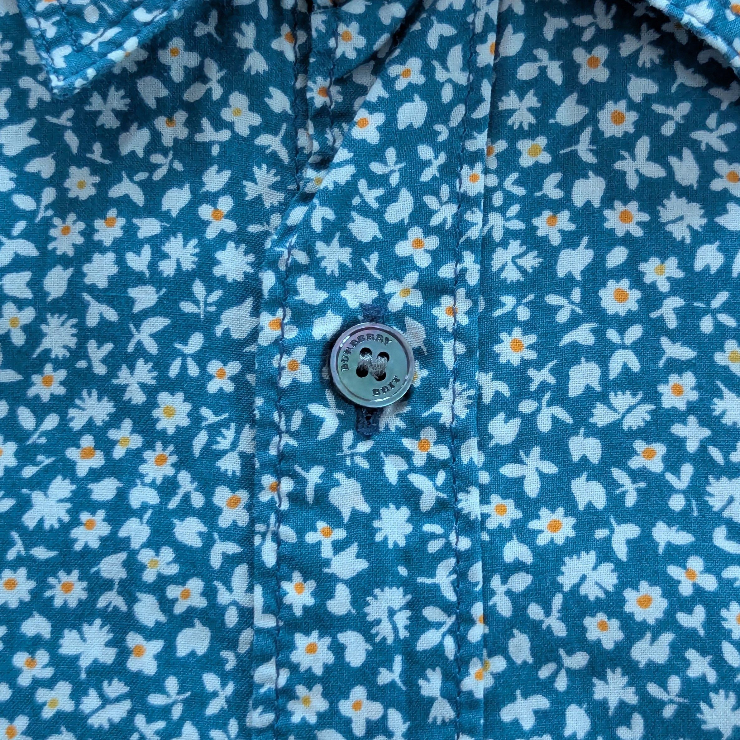 Burberry BURBERRY Brit Blue Cotton Floral Printed Short Sleeve Shirt Size US XL / EU 56 / 4 - 18 Thumbnail
