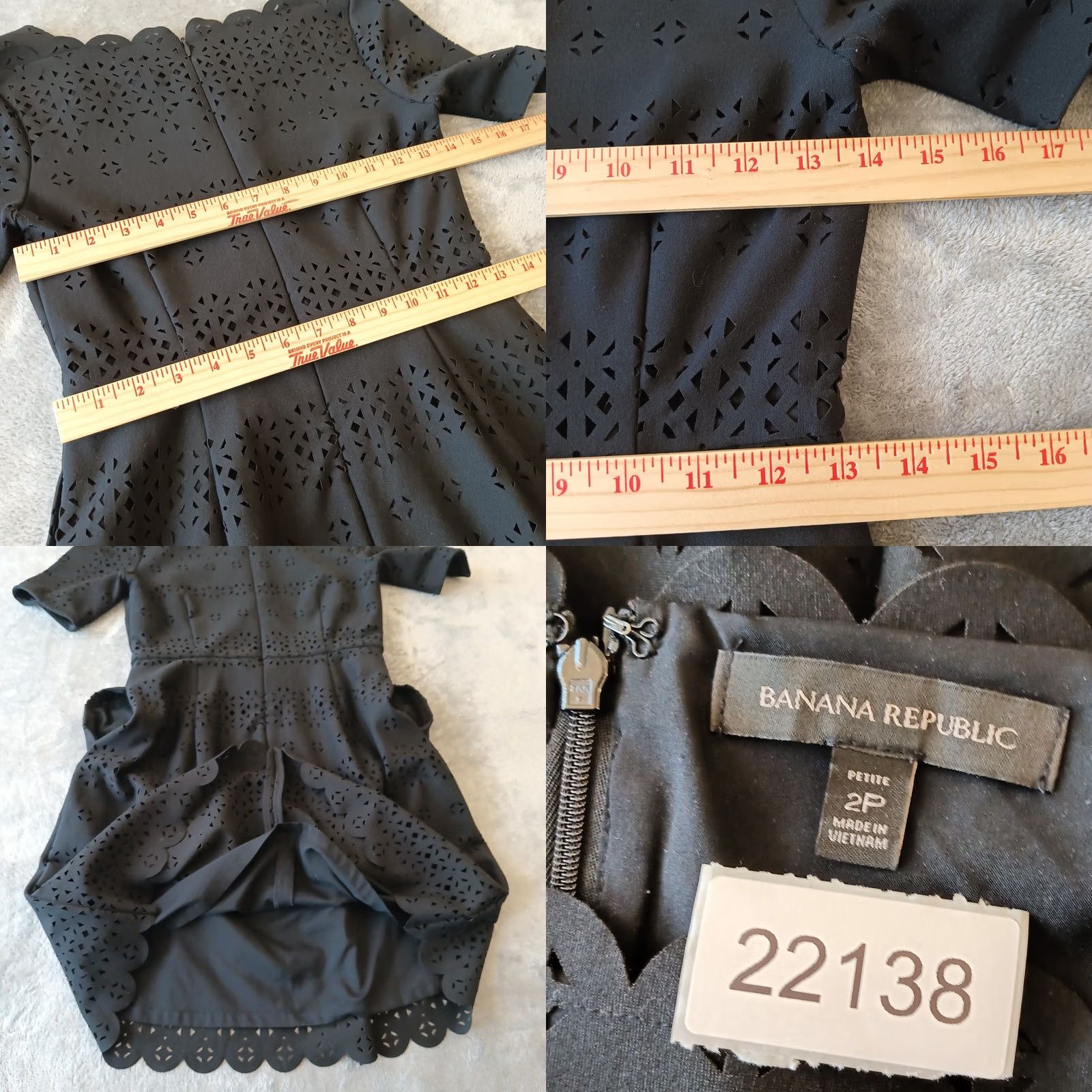 Banana Republic Banana Republic Dress Black Geometric Fit Flare Short Sleeve Size 2P Womens Party/Cocktail Size 26" / US 2 / IT 38 - 8 Thumbnail